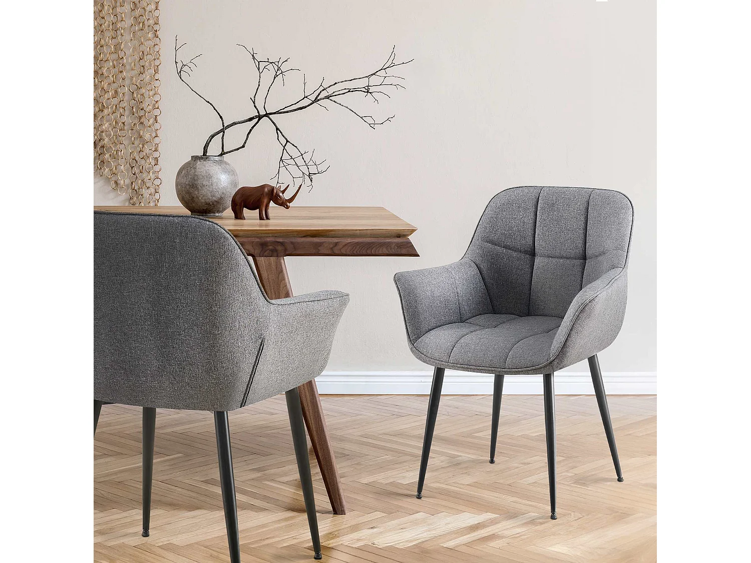 chaises avec accoudoirs - Tissu - Gris foncé - Roseville