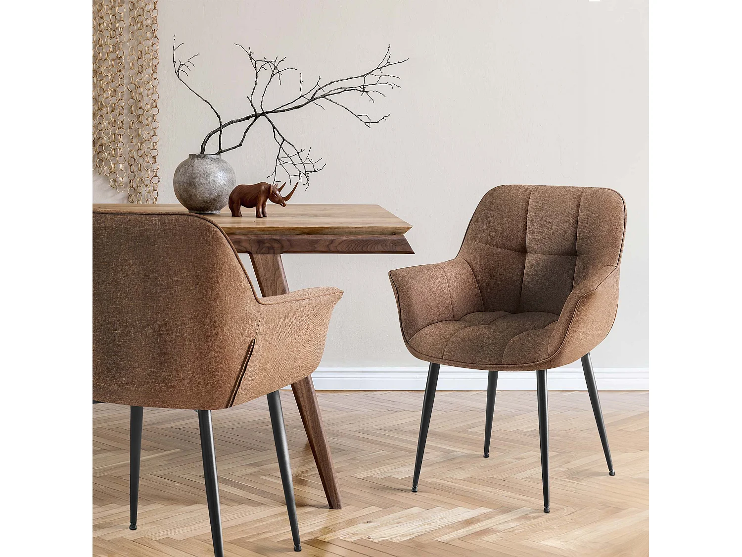 chaises avec accoudoirs - Tissu - Taupe - Roseville