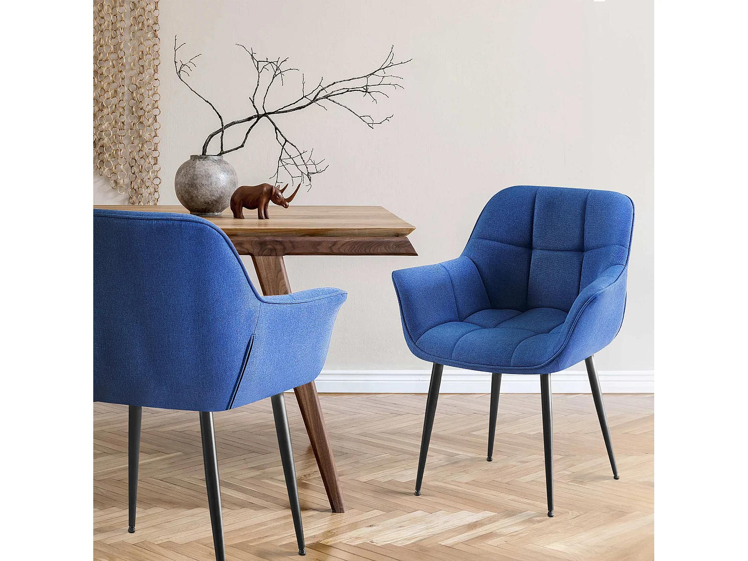 chaises avec accoudoirs - Tissu - Bleu - Roseville