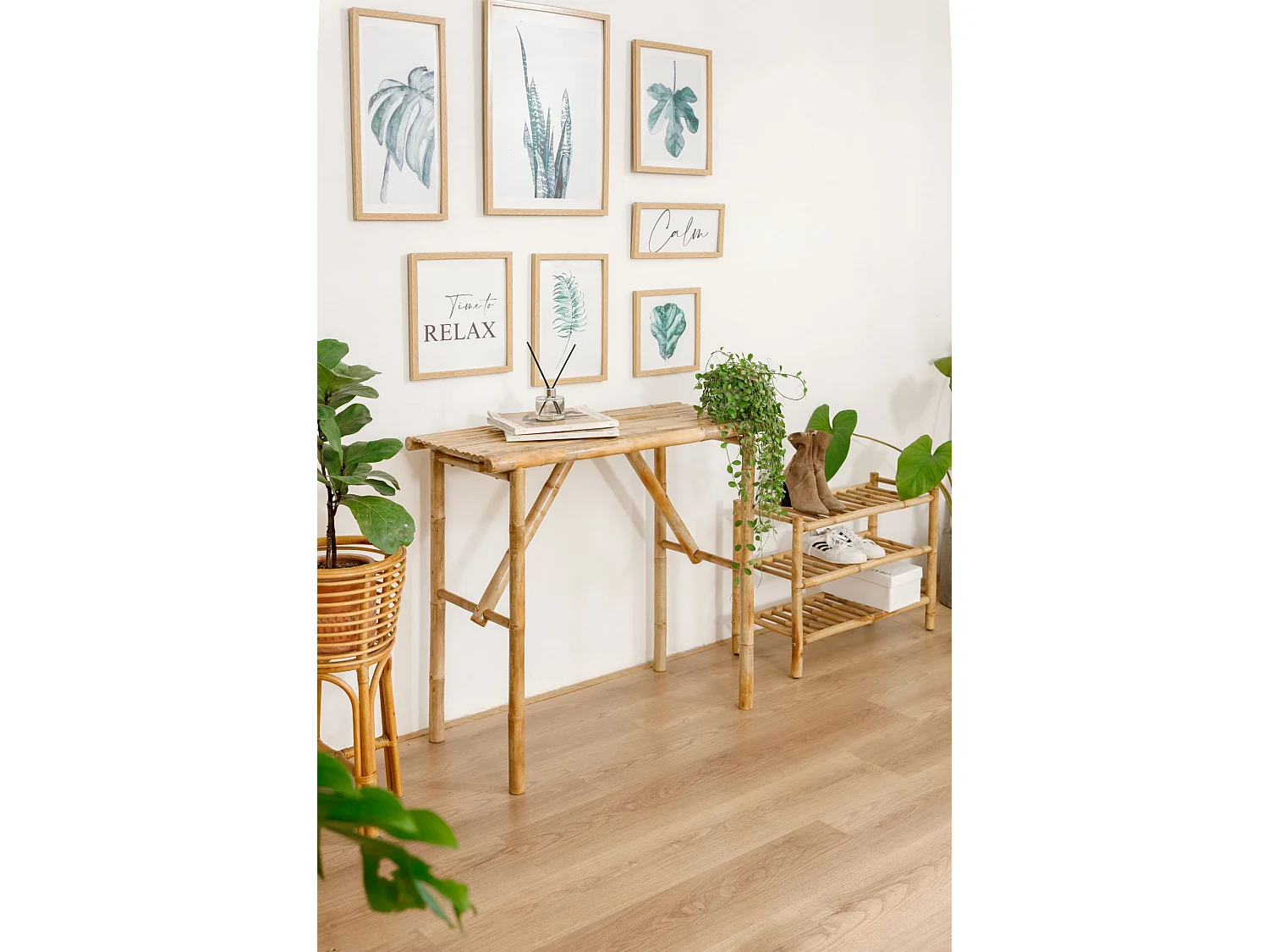 Console en bois de bambou massif