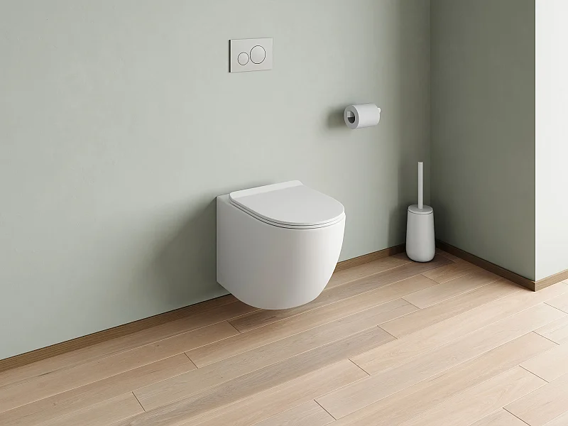 Sparset - Wand-WC mit Trägergestell & Betätigungsplatte - Weiß matt - JAVOINE