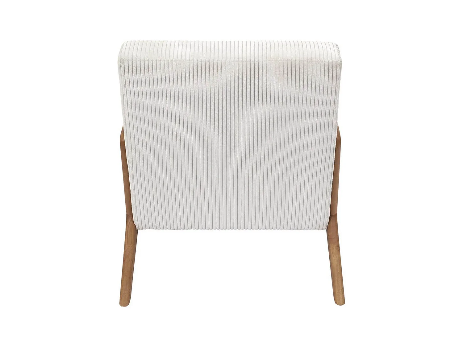 AMORY - Fauteuil en velours côtelé coloris crème pieds et accoudoirs en hévéa