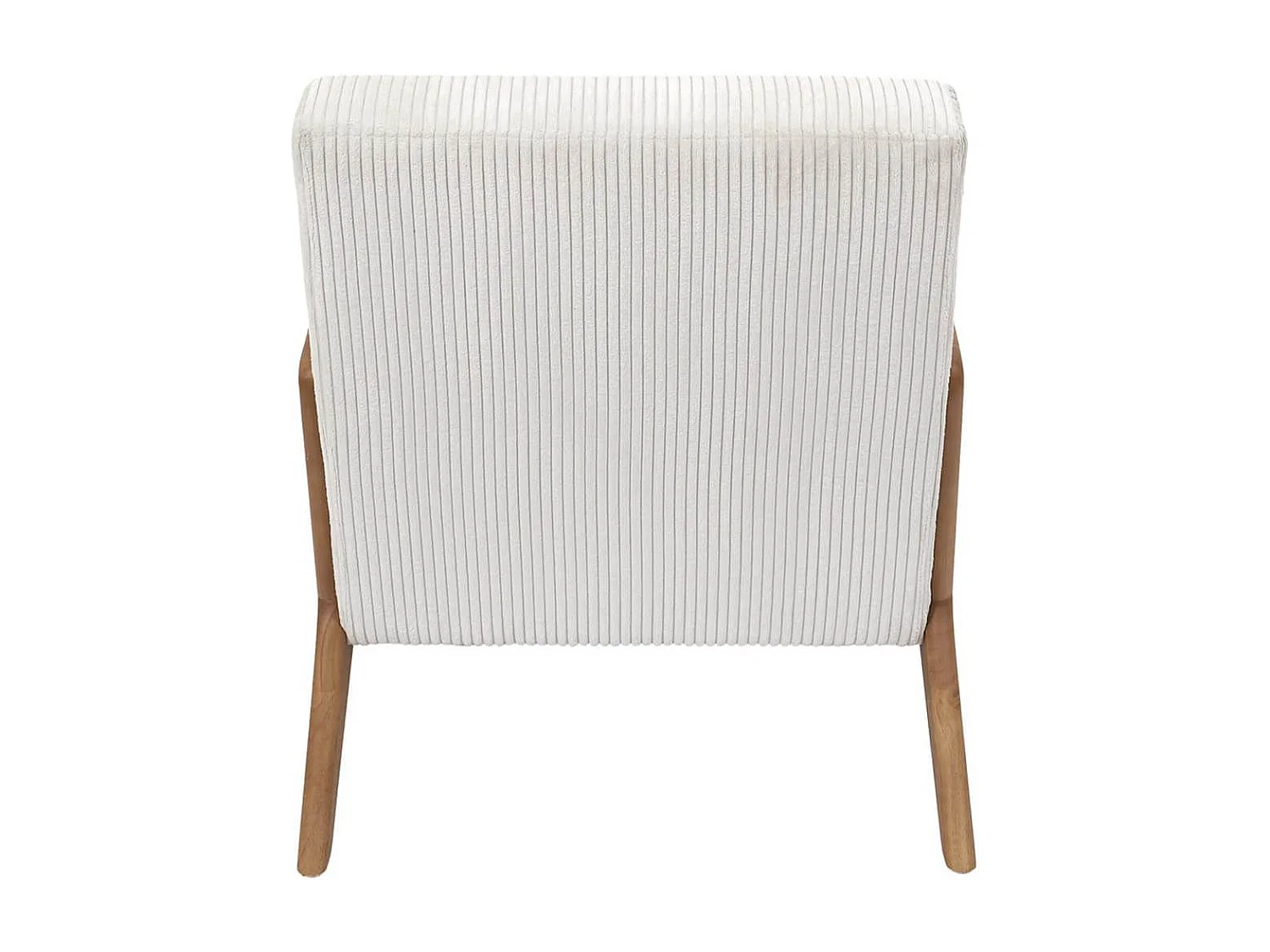 AMORY - Fauteuil en velours côtelé coloris crème pieds et accoudoirs en hévéa