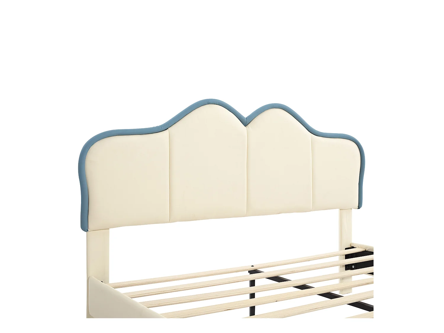 Łóżko dziecięce 140x200cm z ekoskóry - Niebieskie i Białe