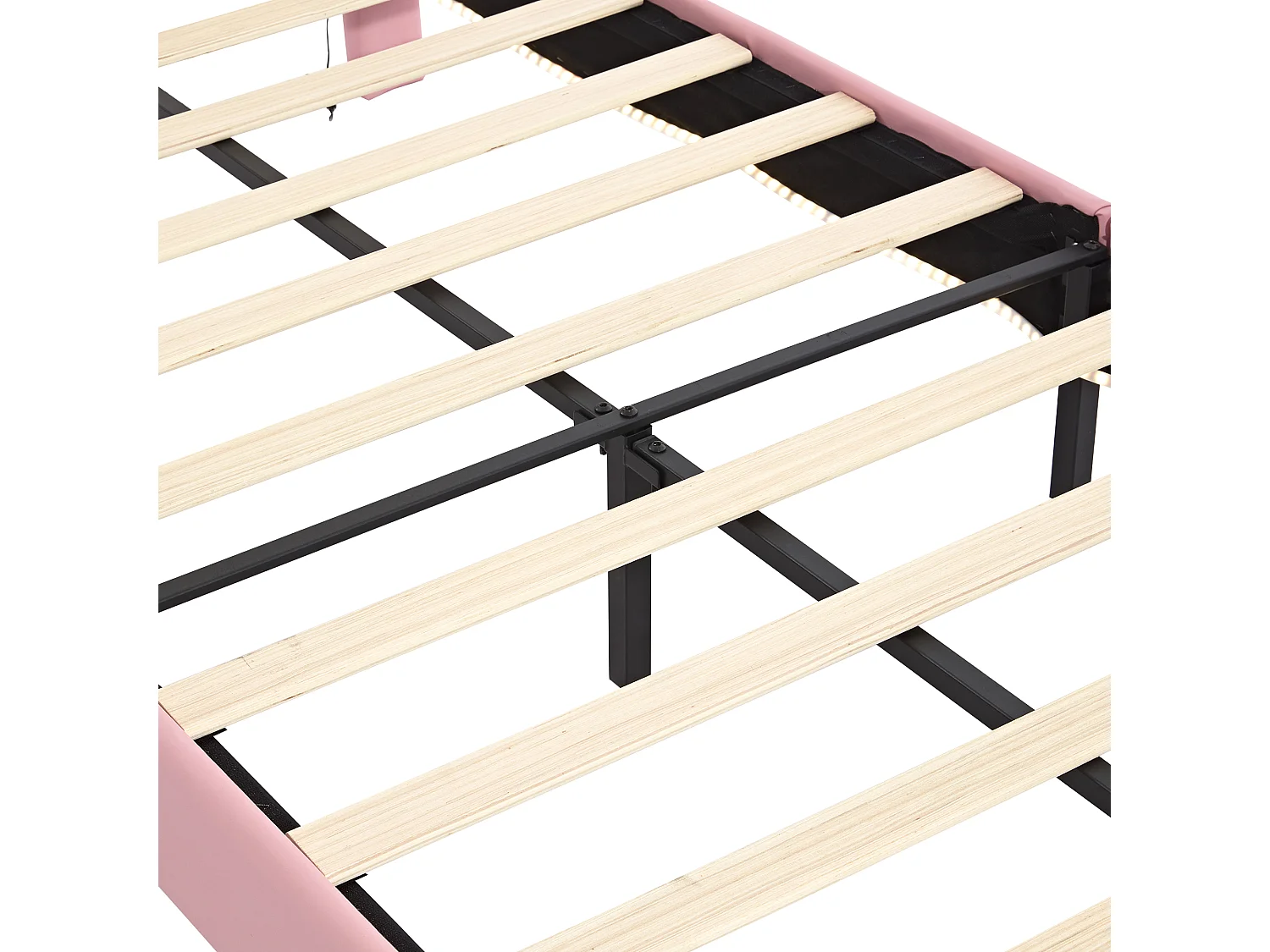 Cama de criança 90x200cm em imitação de pelo - com LED - Rosa e Branco