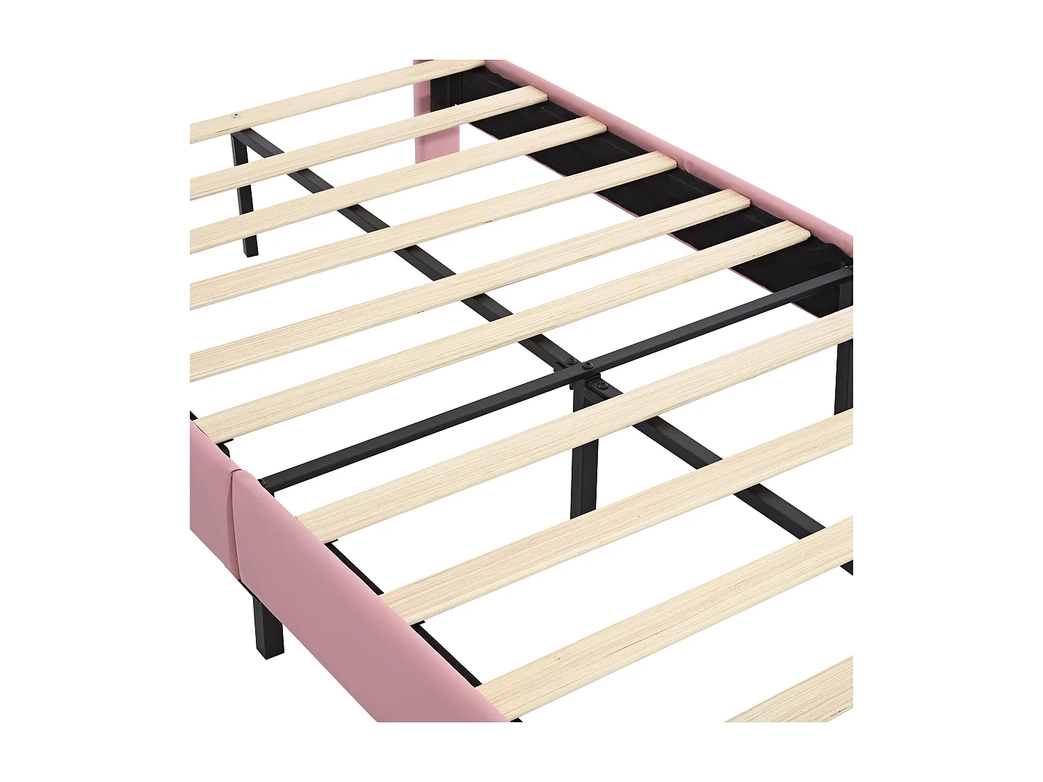 Kinderbett 90 x 200 cm aus Kunstleder – einzigartiges Design – Rosa und Weiß