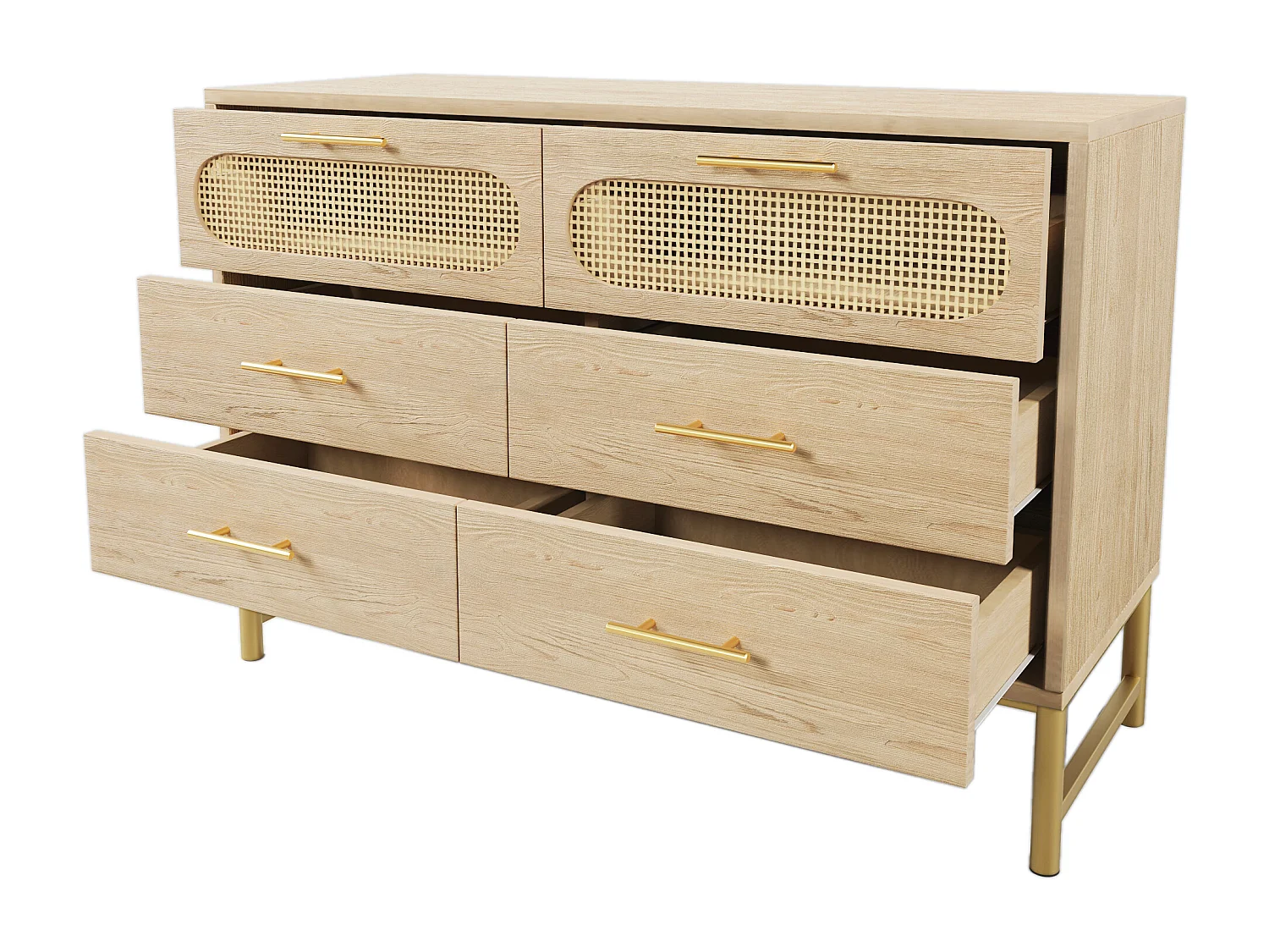 Commode 6 tiroirs - panneaux de particules - Naturel