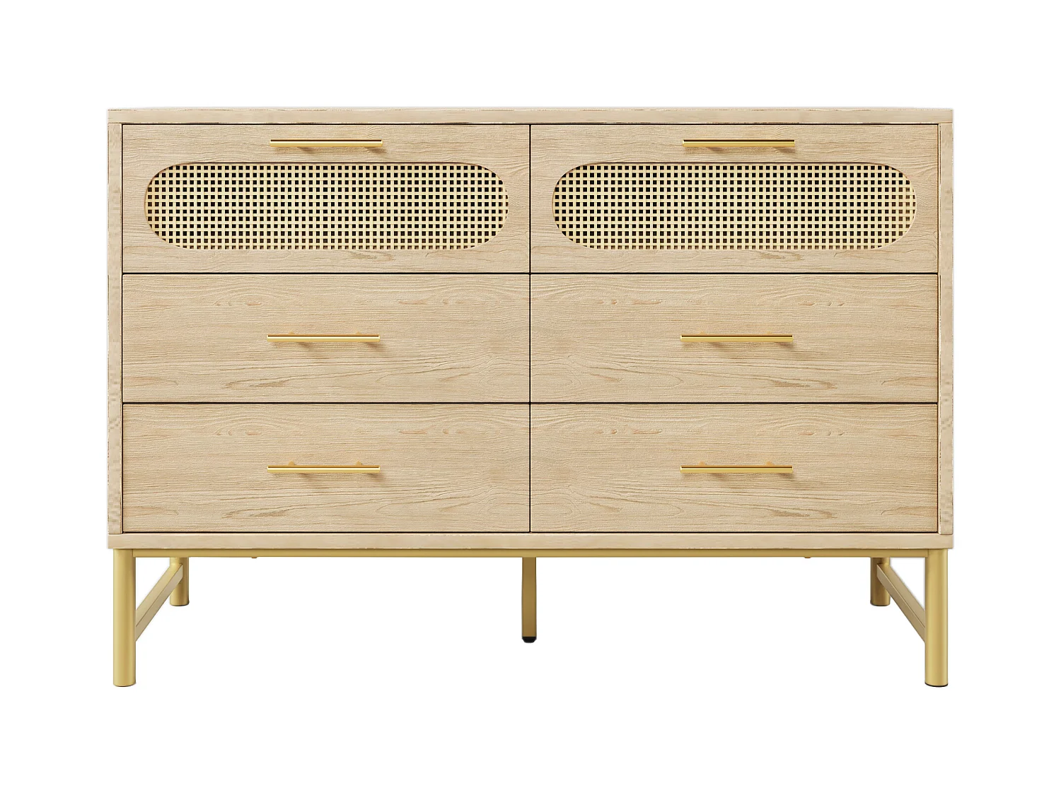 Commode 6 tiroirs - panneaux de particules - Naturel