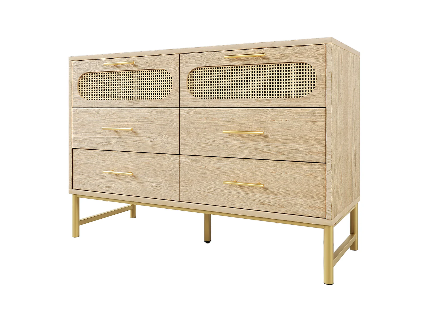 Commode 6 tiroirs - panneaux de particules - Naturel
