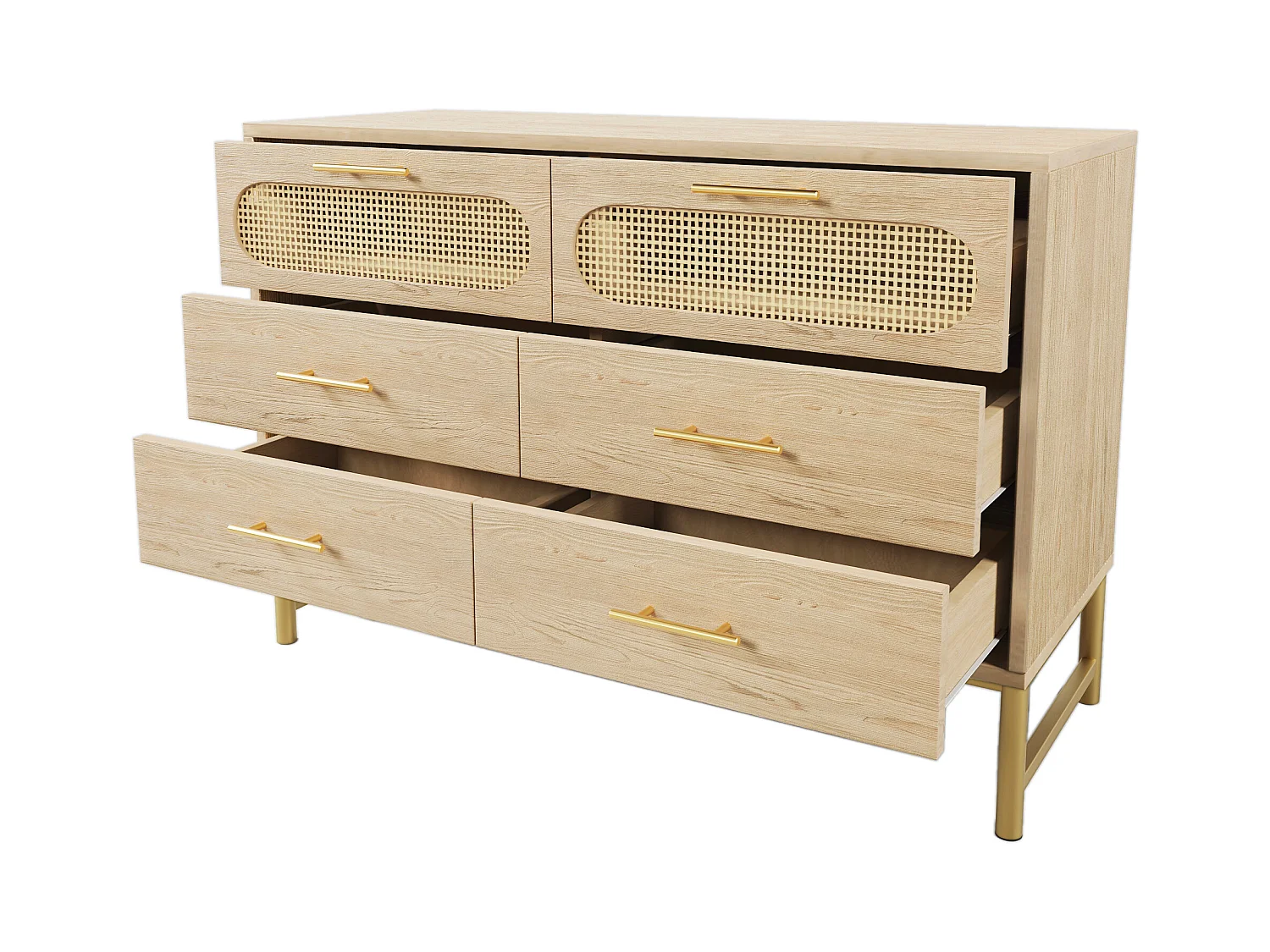 Commode 6 tiroirs - panneaux de particules - Naturel