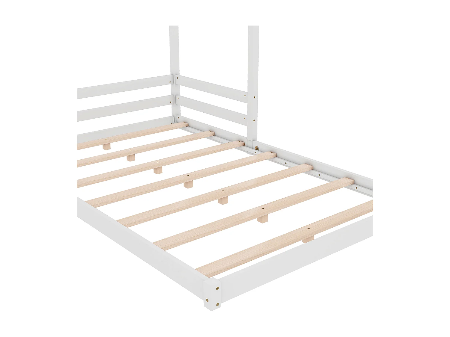Hochbett 140x200cm aus Massivholz – mit Lattenrost – Weiß (Matratze nicht im Lieferumfang enthalten)
