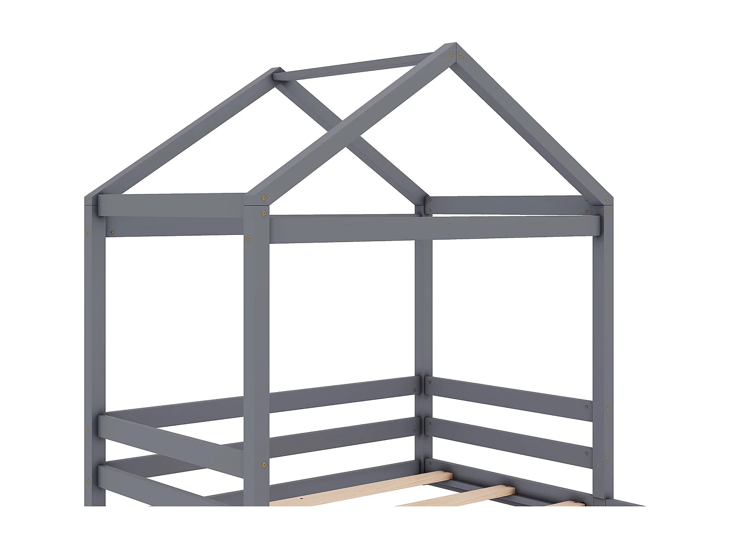 Hochbett 140x200cm aus Massivholz – mit Lattenrost – Grau (Matratze nicht im Lieferumfang enthalten)