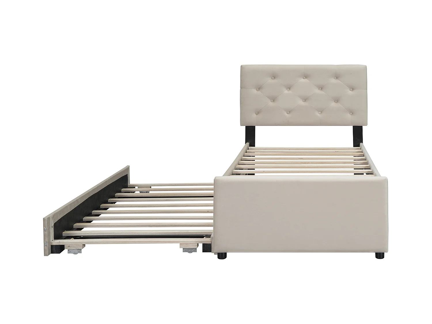 Cama individual de terciopelo con cama nido 90x200cm - Beige