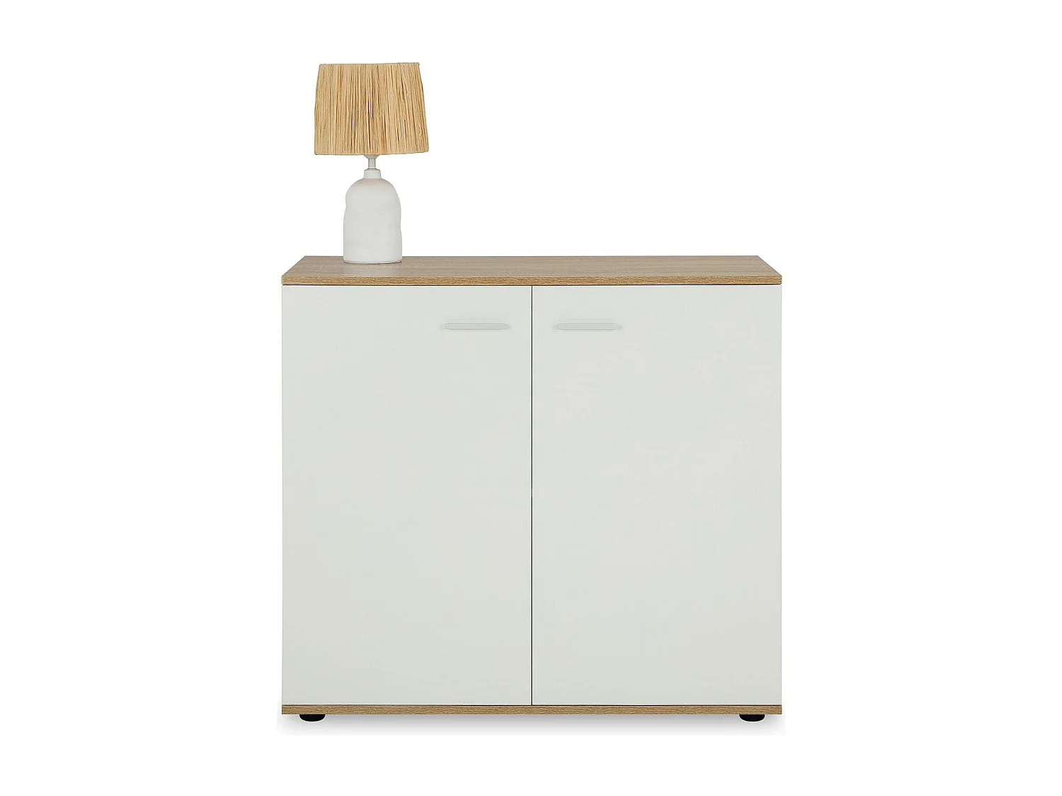 Buffet CHICAGO commode meuble de rangement en mélaminé chêne sonoma/blanc, avec 2 portes
