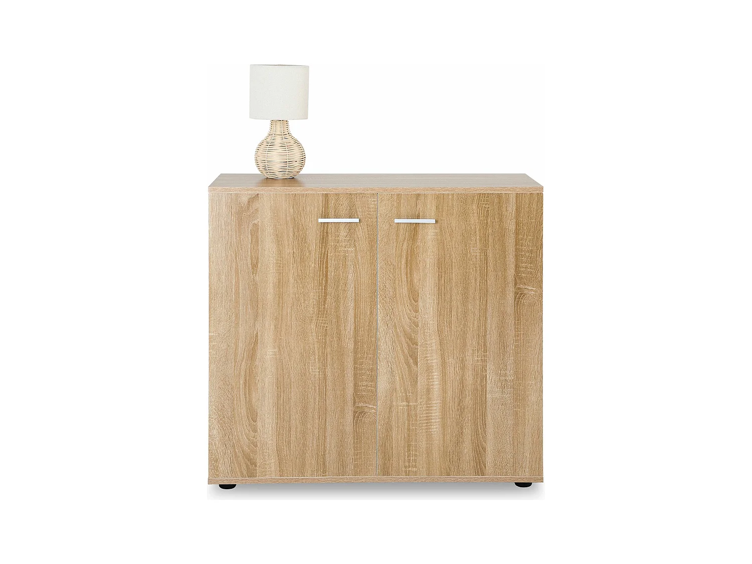 Buffet CHICAGO commode meuble de rangement en mélaminé décor chêne sonoma, avec 2 portes
