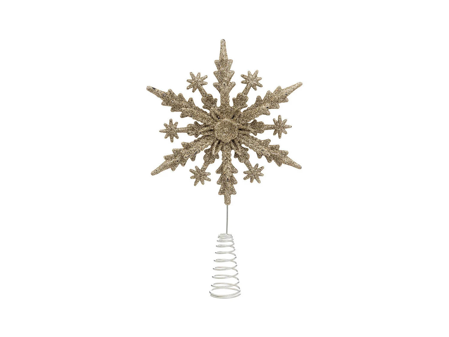 Déco Sapin de Noël Cimier Flocon en métal Doré pailleté