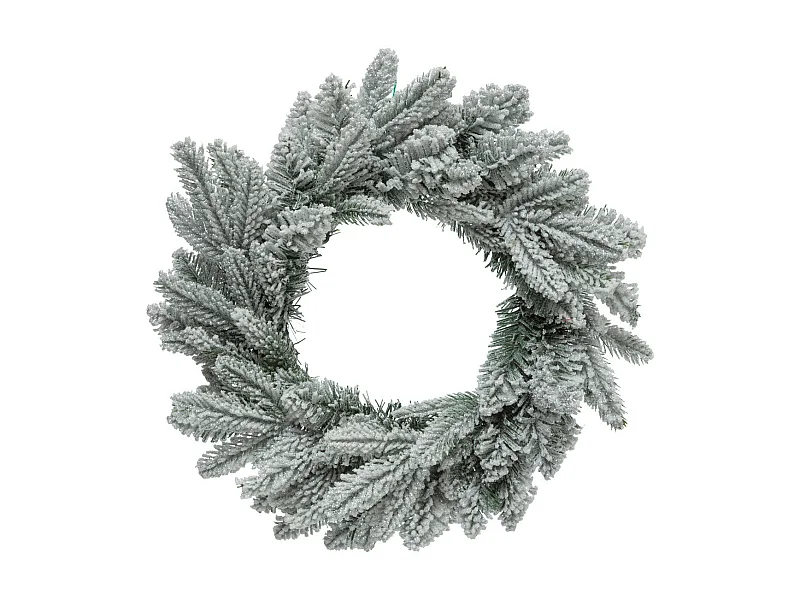 Couronne de Noël Vert Floqué Blanc et Pailleté D 40 cm