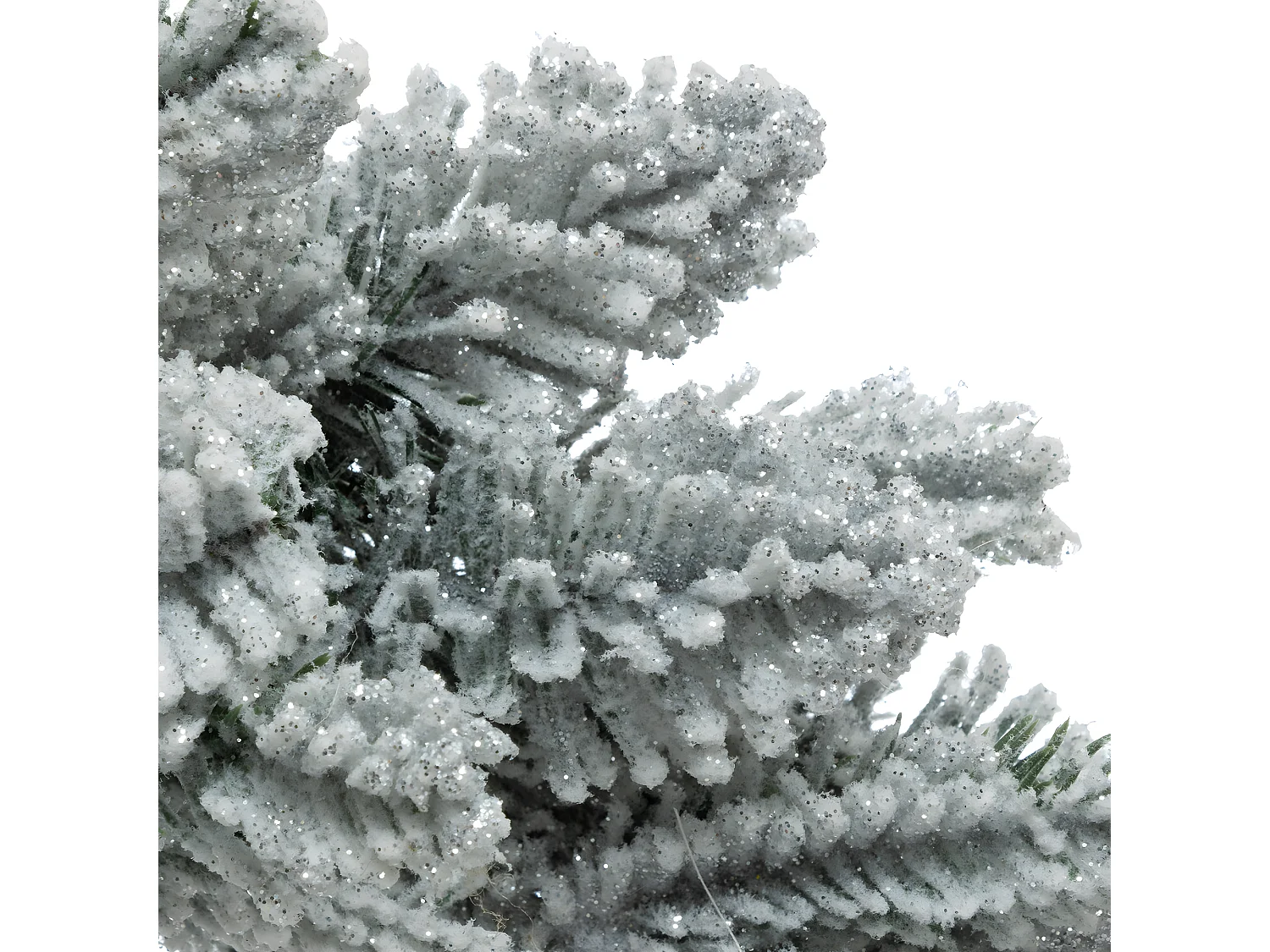 Couronne de Noël Vert Floqué Blanc et Pailleté D 40 cm