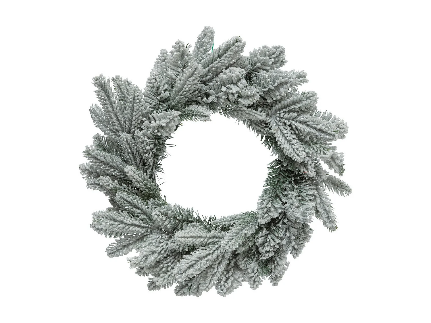 Couronne de Noël Vert Floqué Blanc et Pailleté D 40 cm