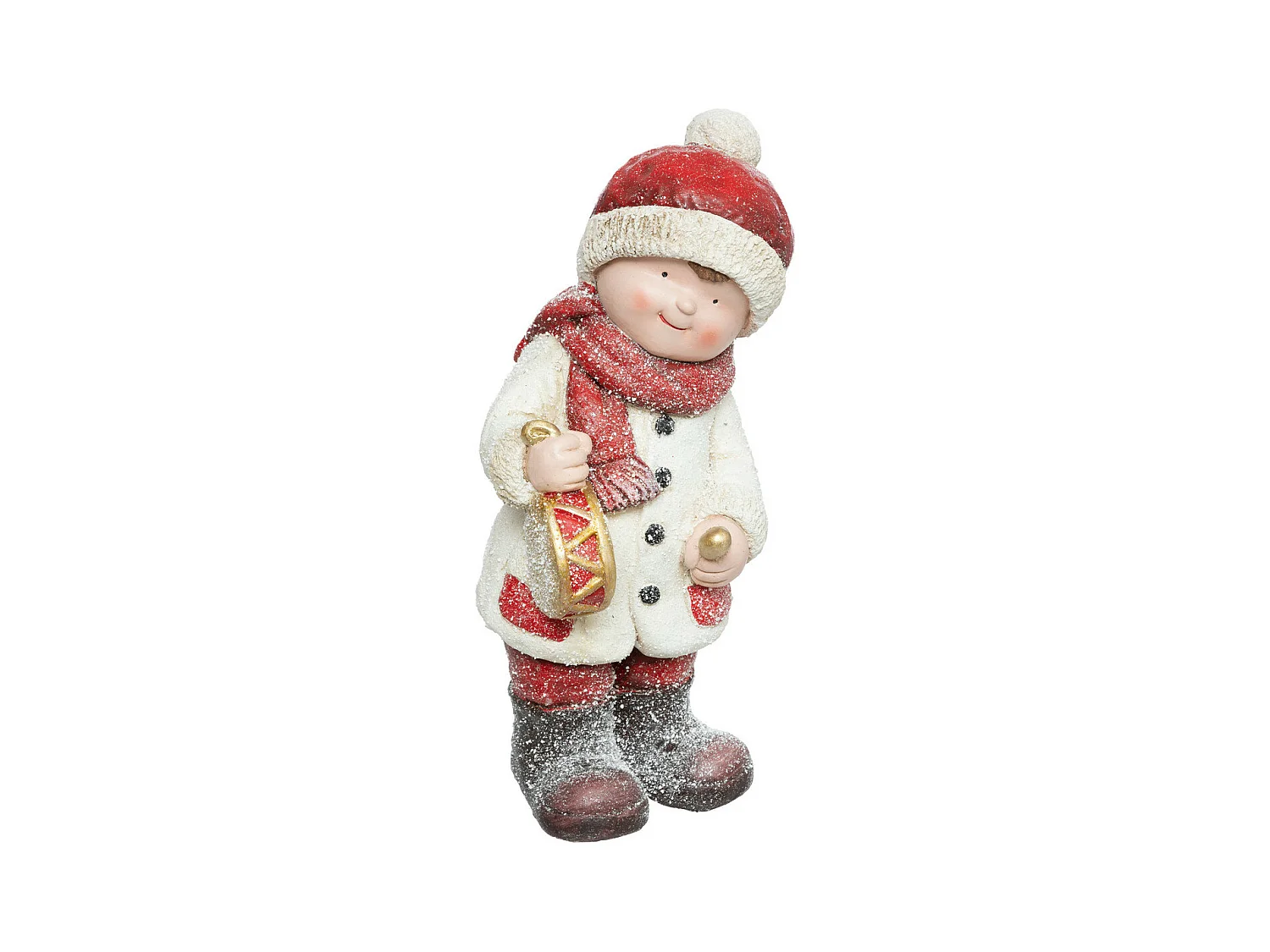 Déco de Noël Garçon musicien en Hiver effet givré H 42 cm