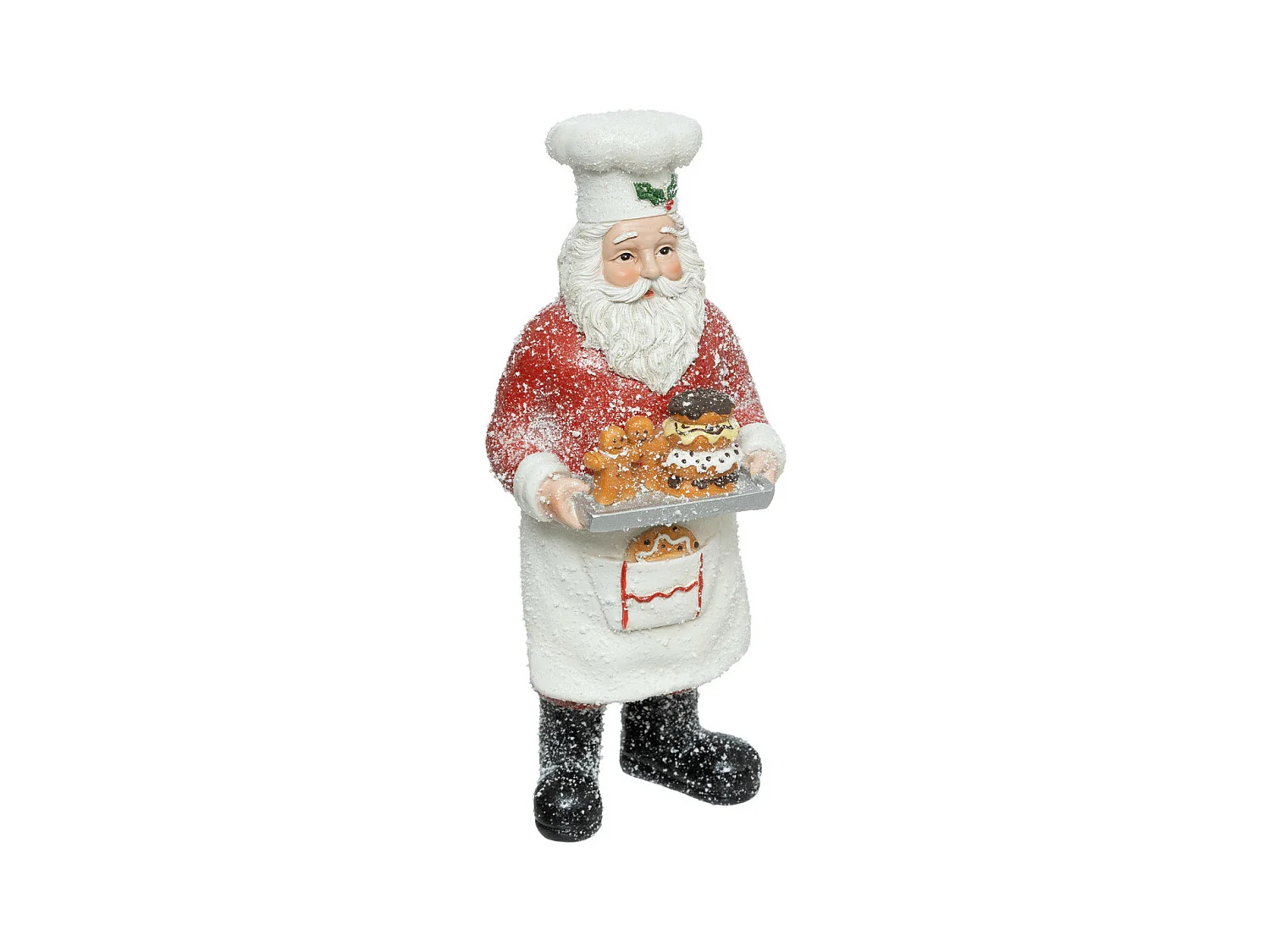 Chef Père Noël en Hiver effet givré H 28 cm