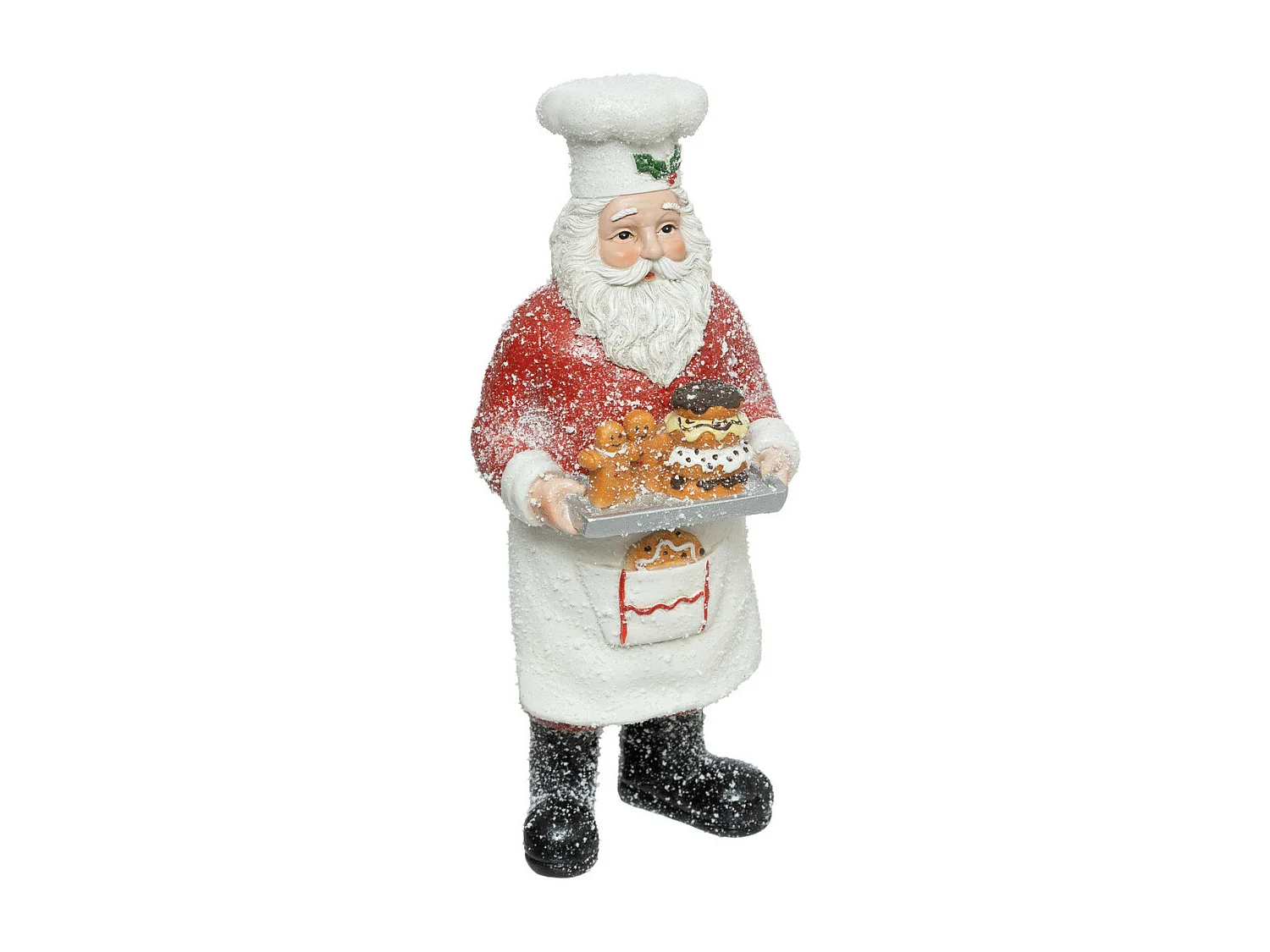 Chef Père Noël en Hiver effet givré H 28 cm