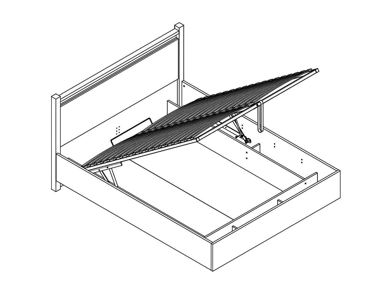 Lit coffre 140x200 sommier inclus avec LED Helios Blanc laqué et Bois