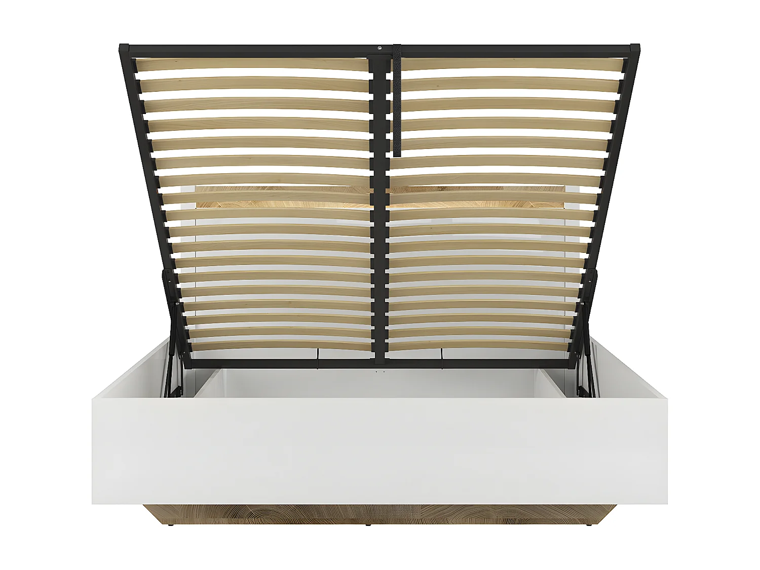 Kastenbett 140x200 inkl. Lattenrost mit LED Helios Lackweiß und Holz