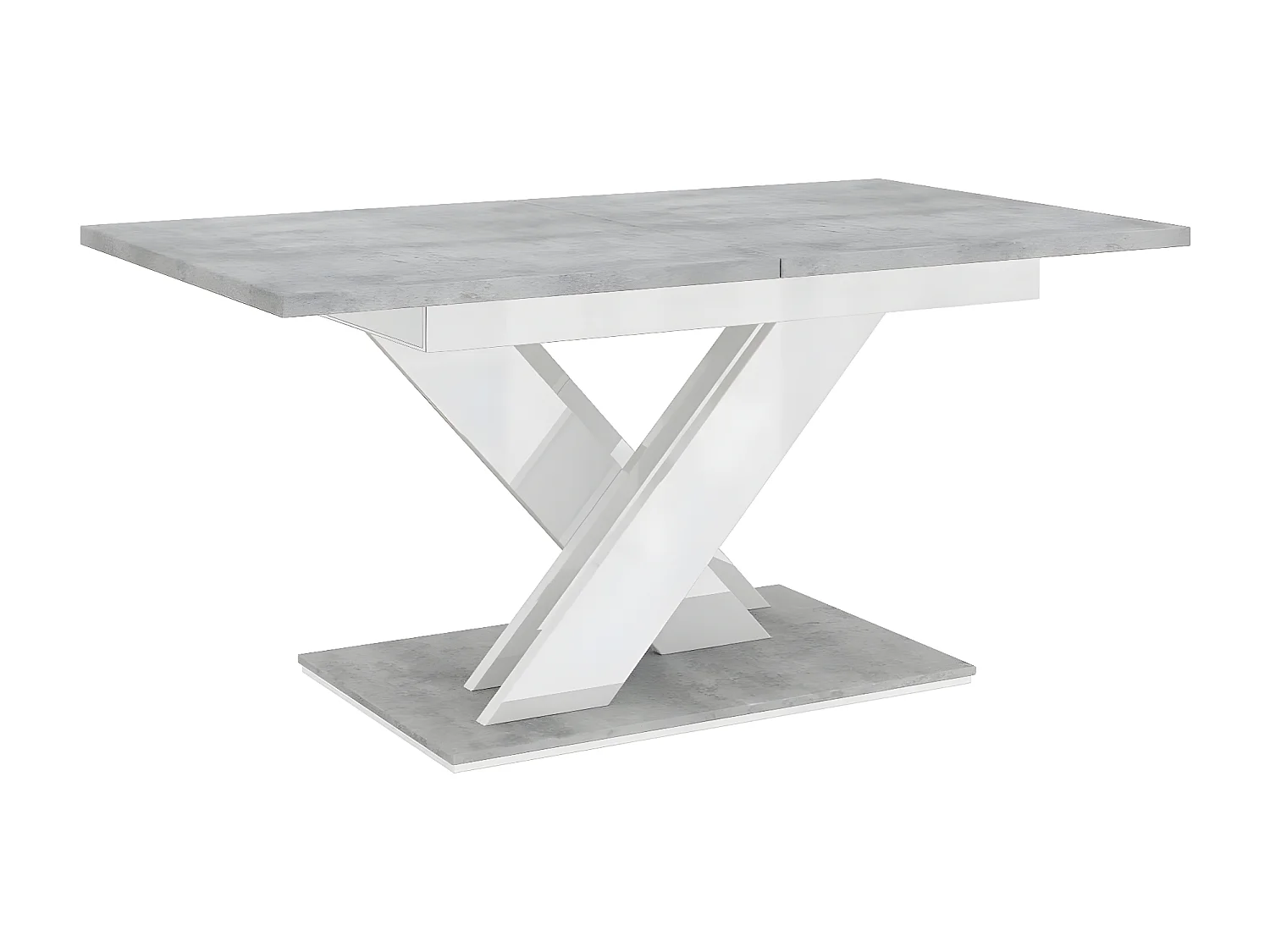 Tavolo da pranzo allungabile "Bronx" - 140 - 180 x 80 x 75 cm - Calcestruzzo/Bianco lucido