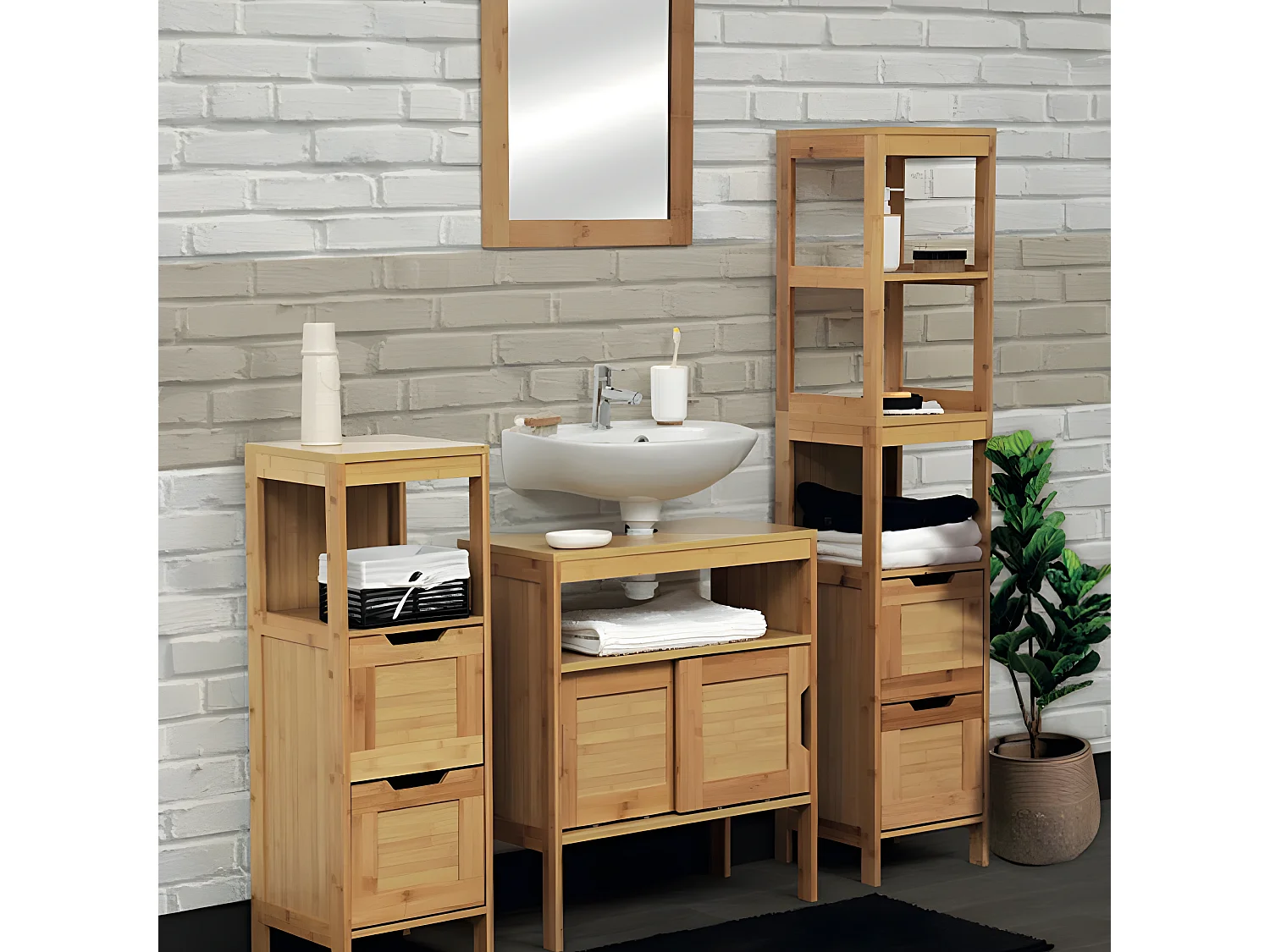 Miroir bois et bambou collection Mahé