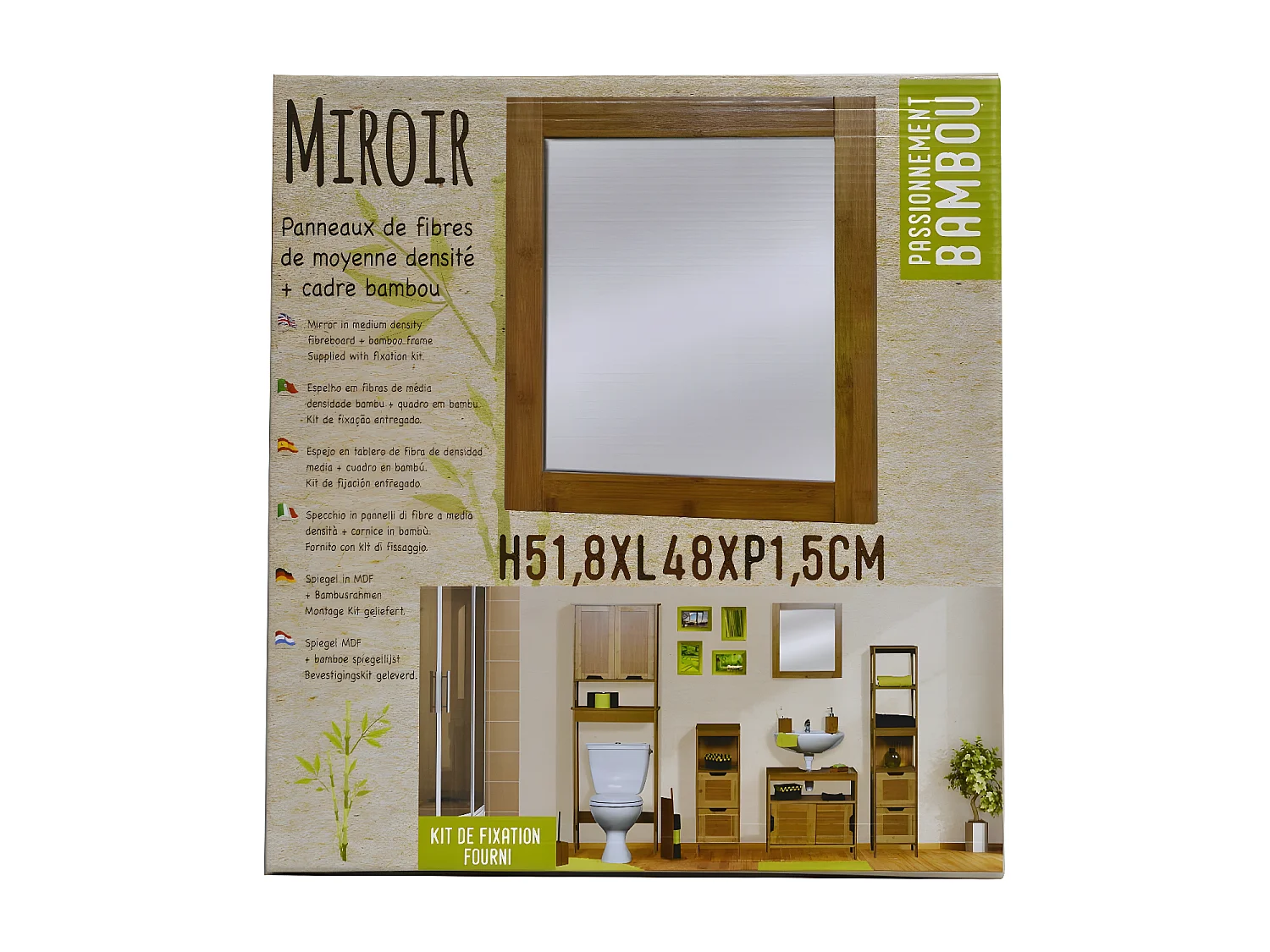 Miroir bois et bambou collection Mahé