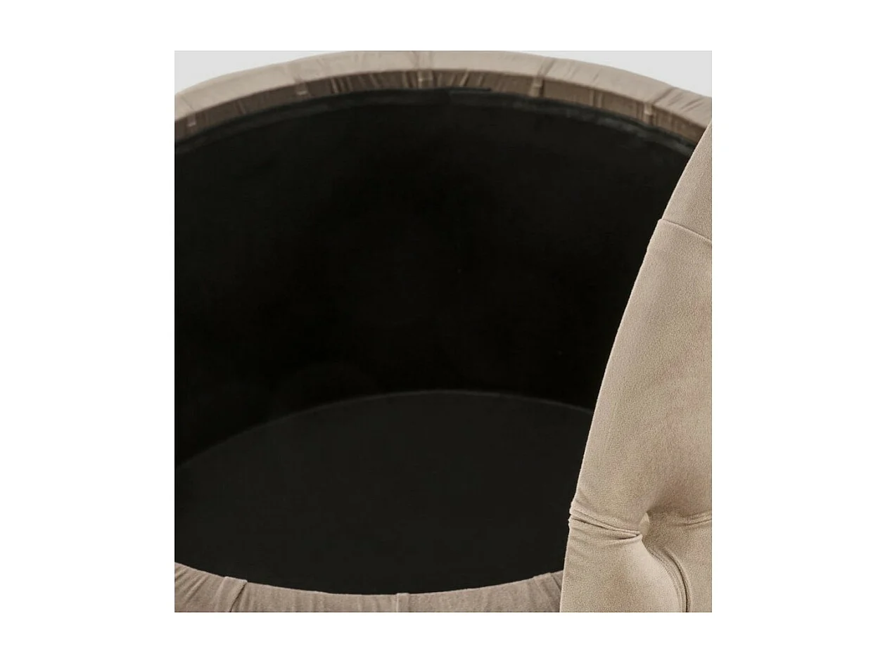 Pouf beige capitonné 70cm avec coffre Lydie