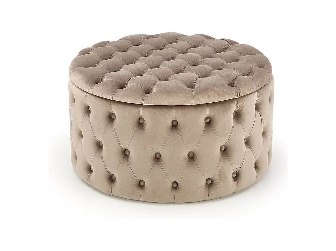 Pouf beige capitonné 70cm avec coffre Lydie