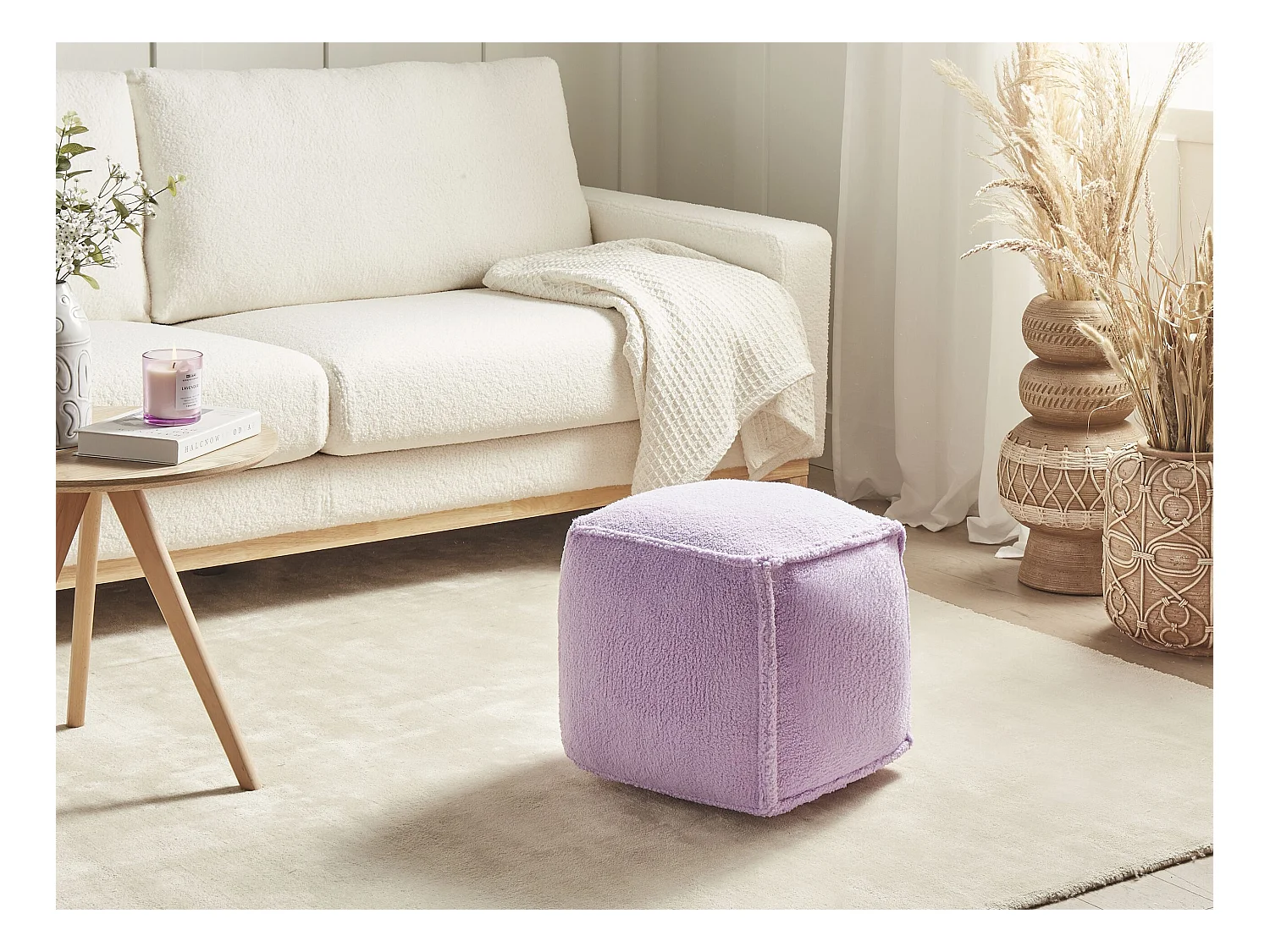 Poef ALIPUR Bouclé Paars 40 cm 40 cm 40 cm