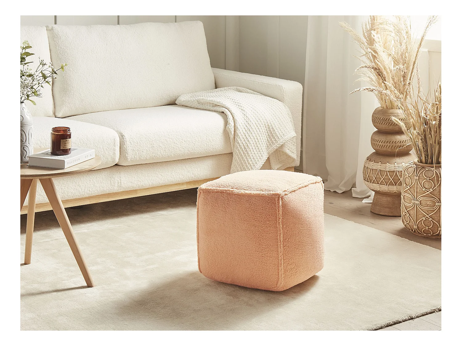 Pouf ALIPUR Bouclé Orange