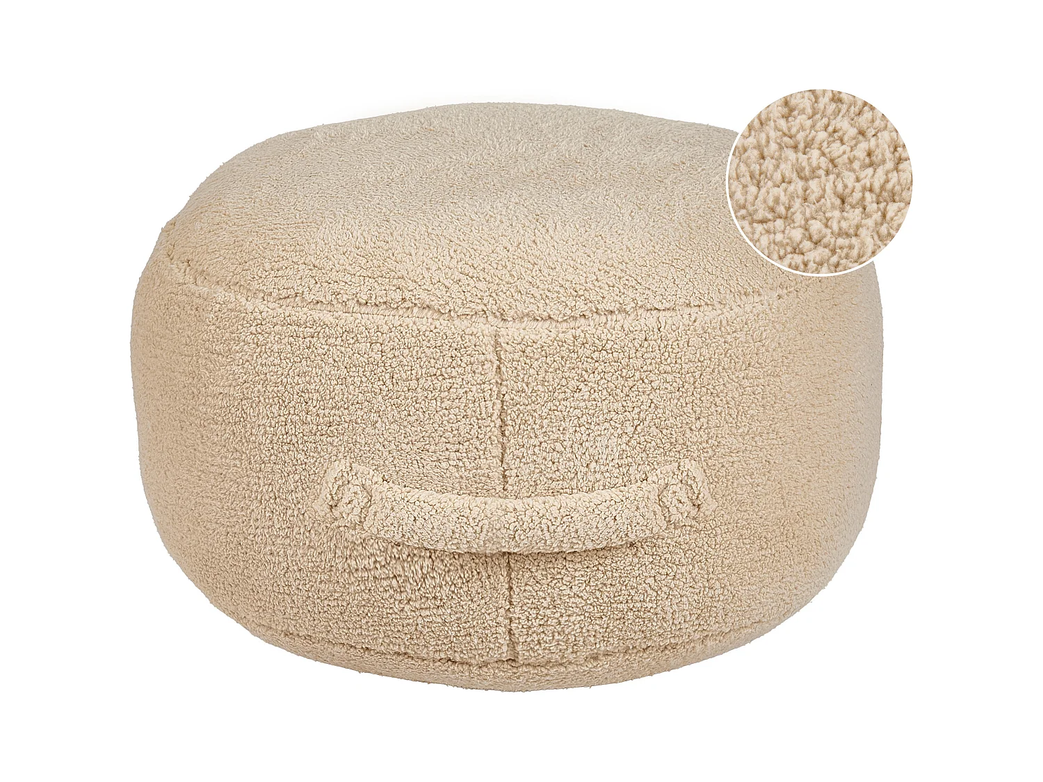 Pouf ADLANA Bouclé Beige 50 cm 50 cm 30 cm
