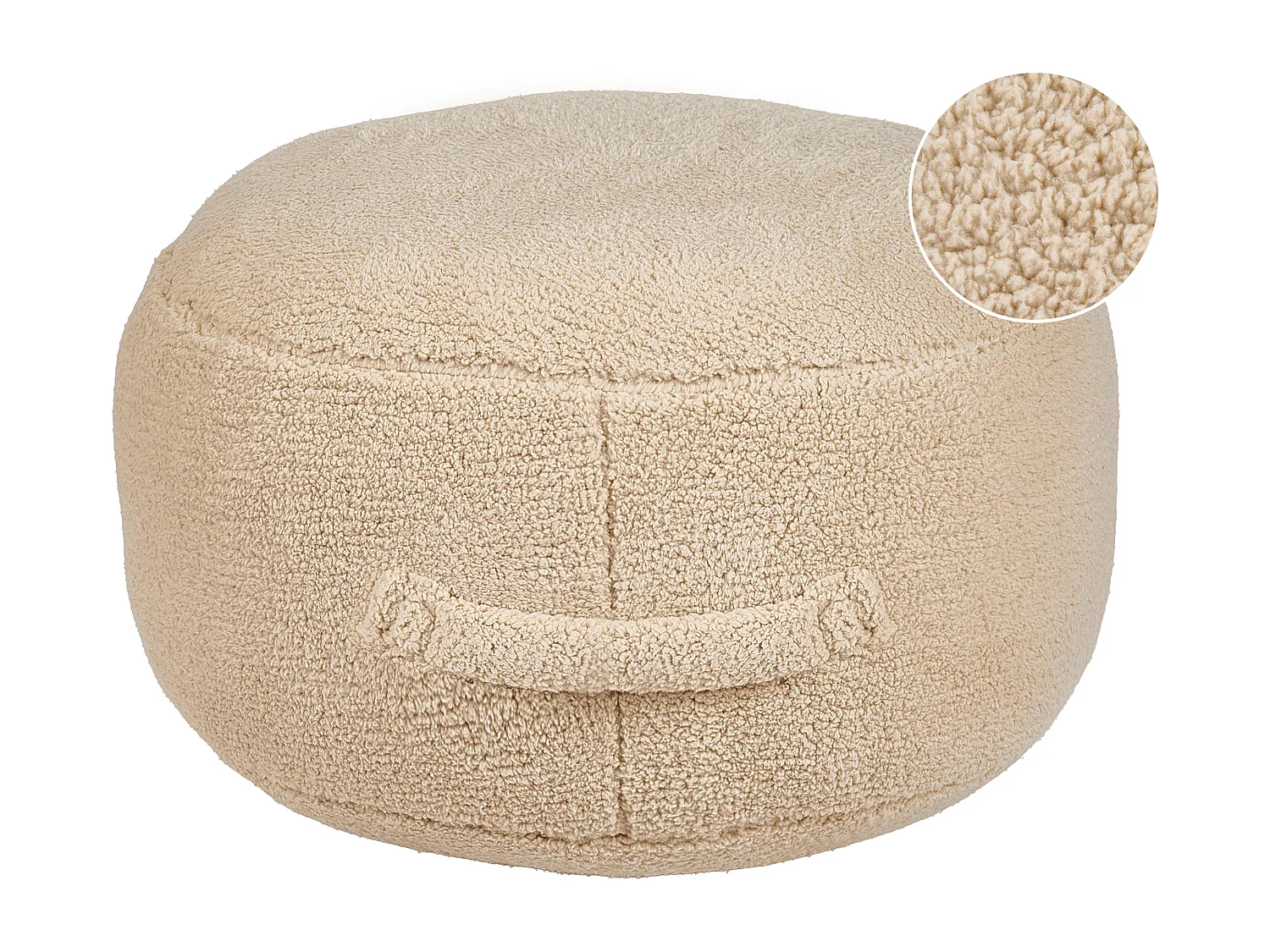 Pouf ADLANA Bouclé Beige 50 cm 50 cm 30 cm
