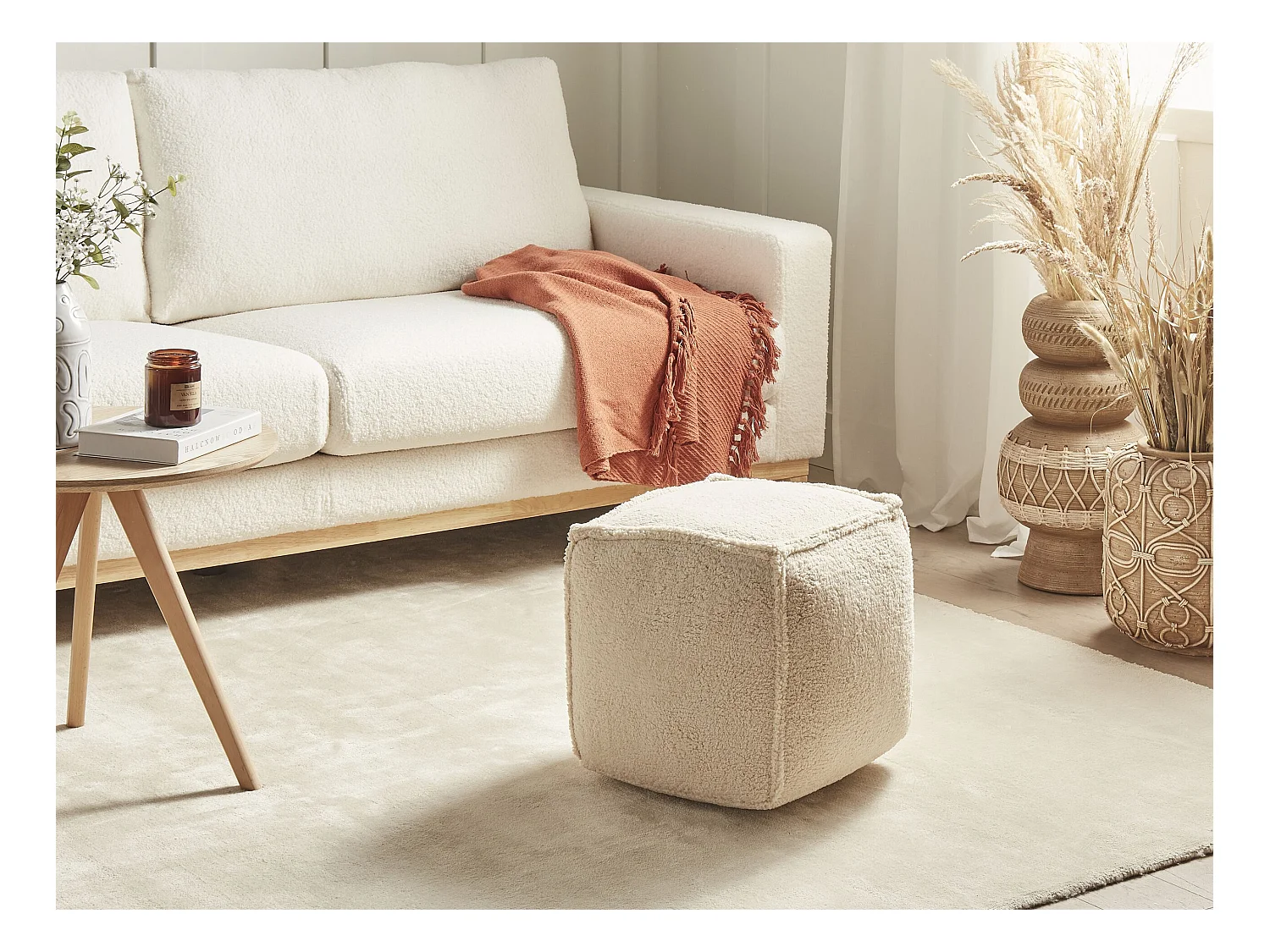 Pouf ALIPUR Bouclé Marron clair