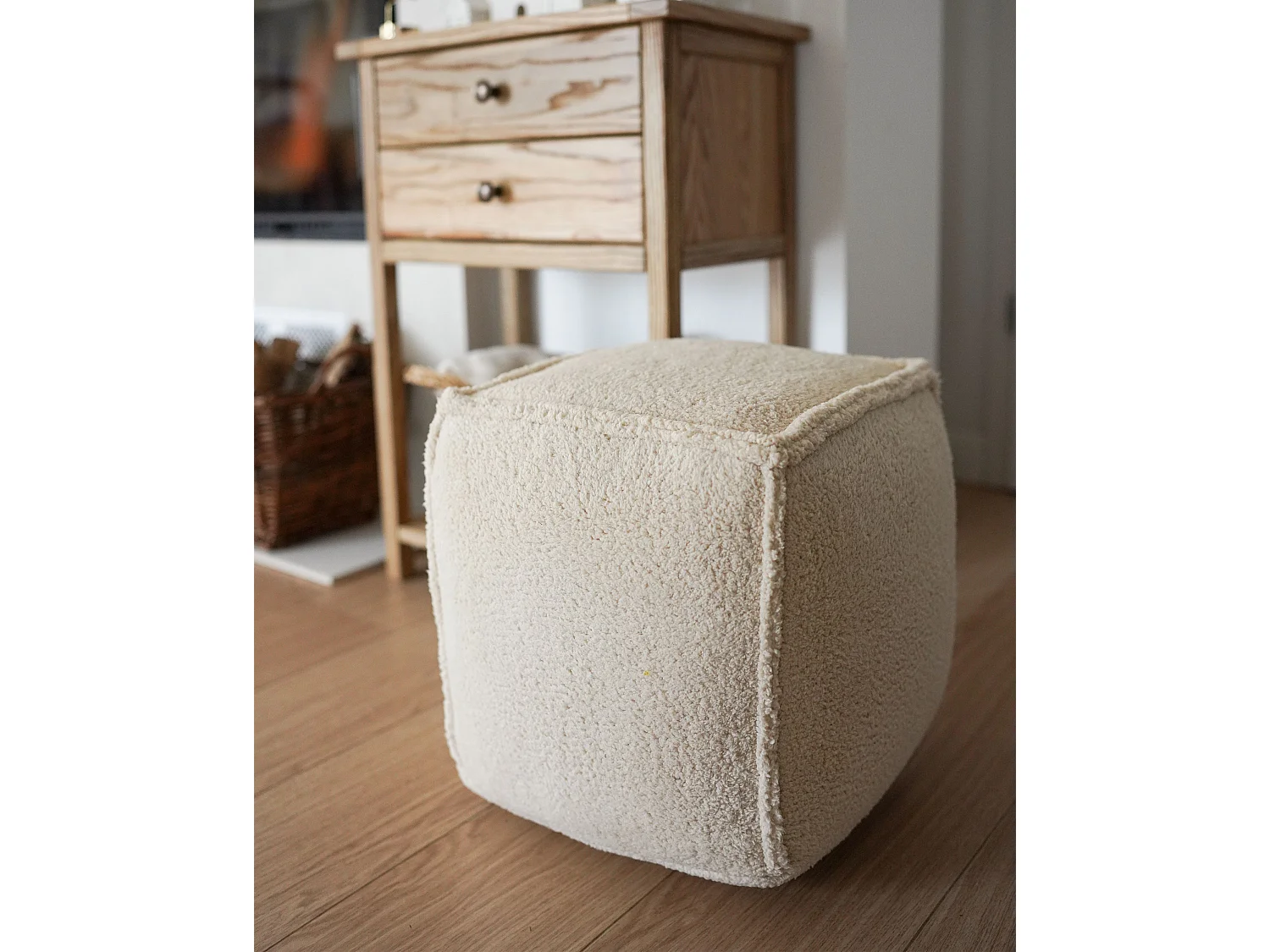 Pouf ALIPUR Bouclé Marron clair 40 cm 40 cm 40 cm