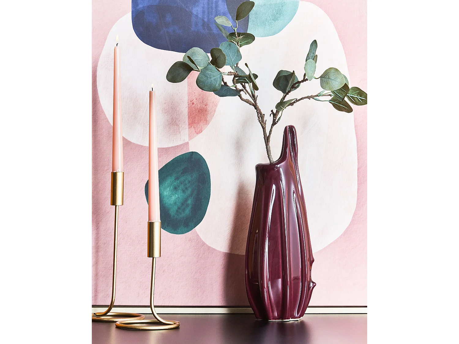 Vase à fleurs SHADS Grès 36 cm Pourpre