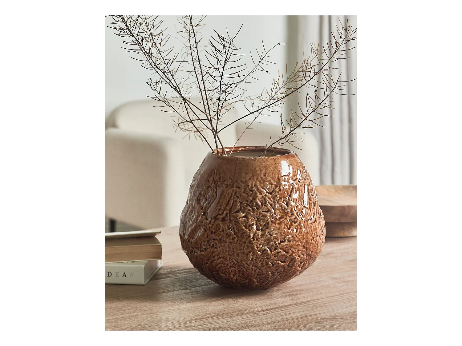 Blumenvase aus Steinzeug braun 22 cm modernes Design wasserdicht Betta