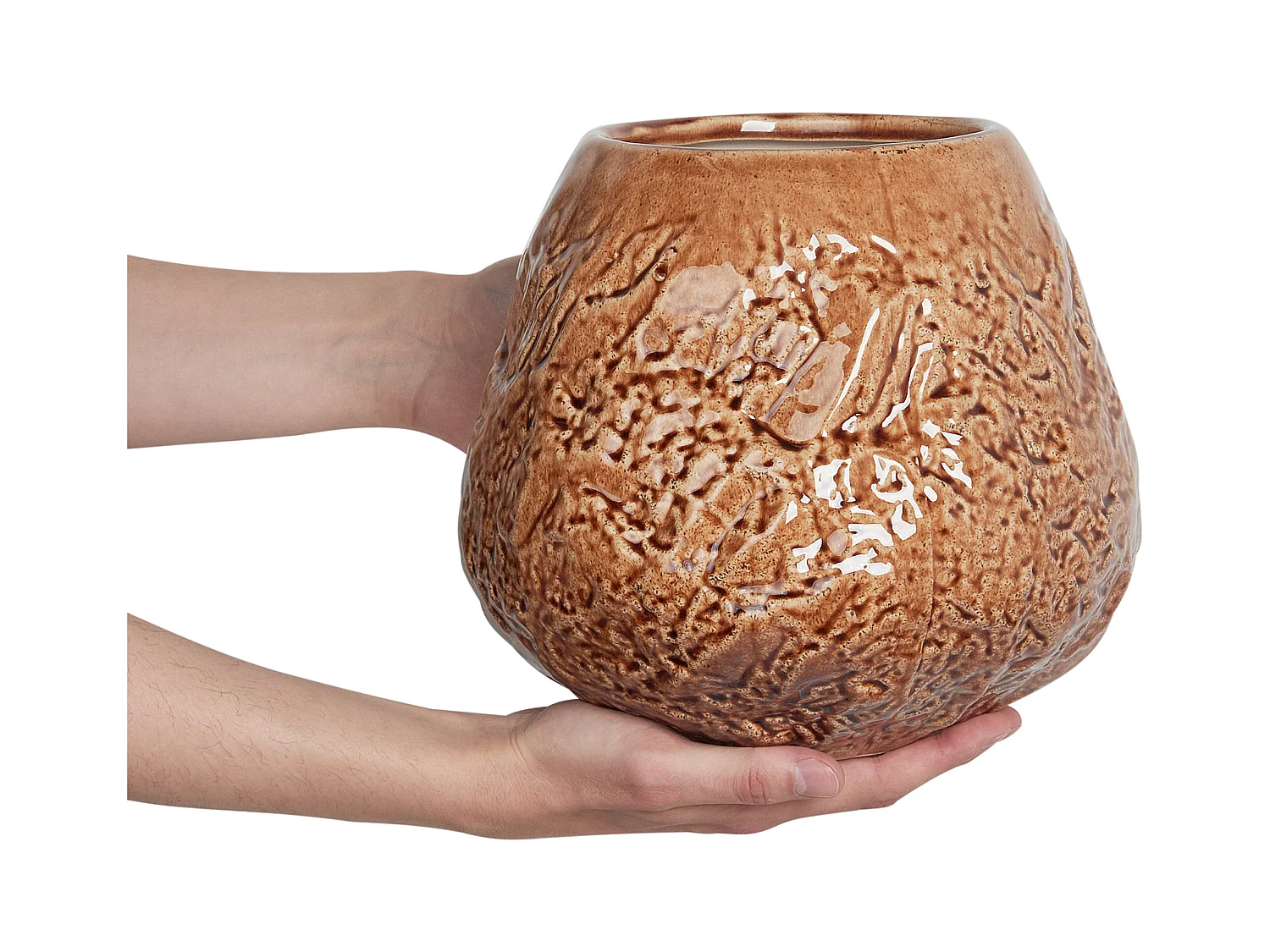 Blumenvase aus Steinzeug braun 22 cm modernes Design wasserdicht Betta
