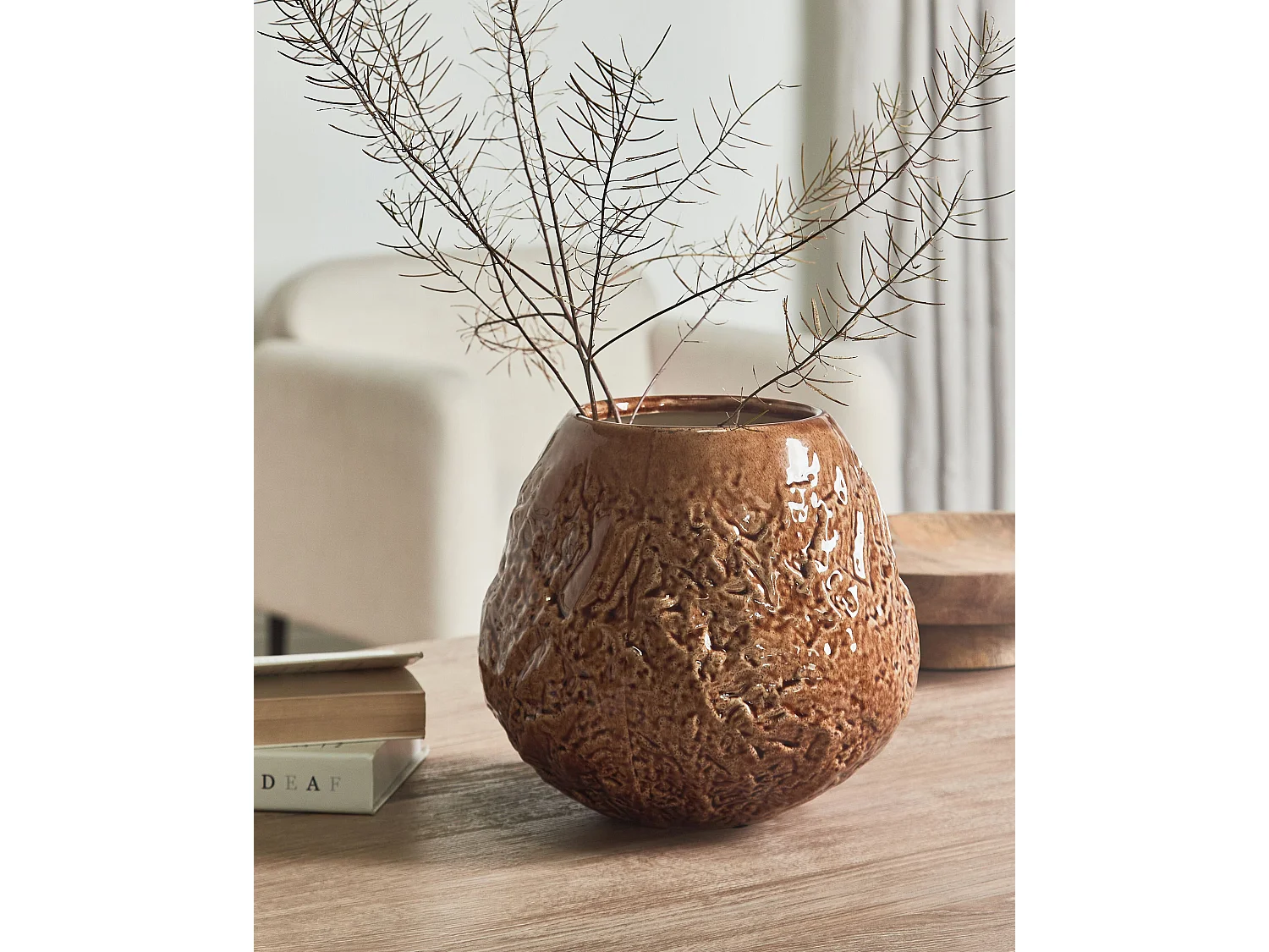 Blumenvase aus Steinzeug braun 22 cm modernes Design wasserdicht Betta