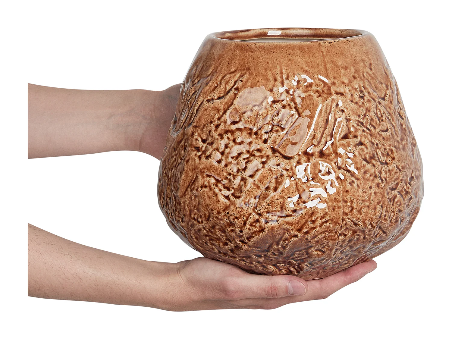 Blumenvase aus Steinzeug braun 22 cm modernes Design wasserdicht Betta