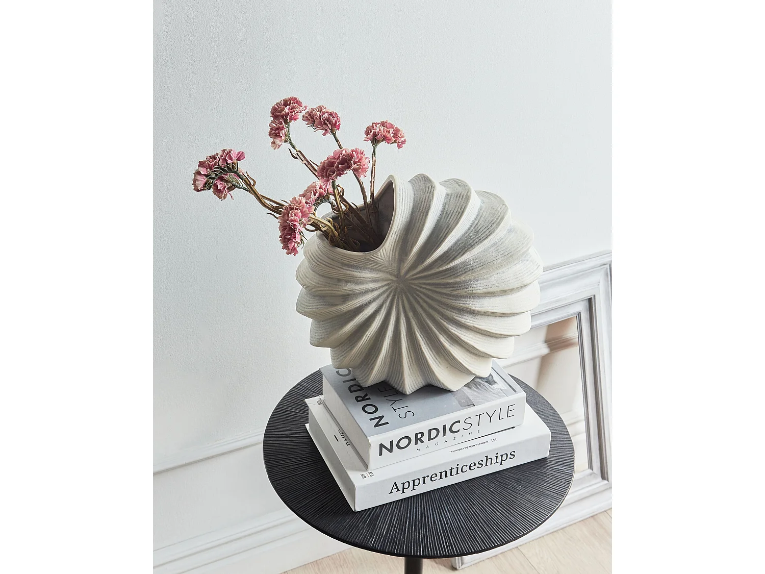 Vase à fleurs SCUP Grès 28 cm Blanc cassé