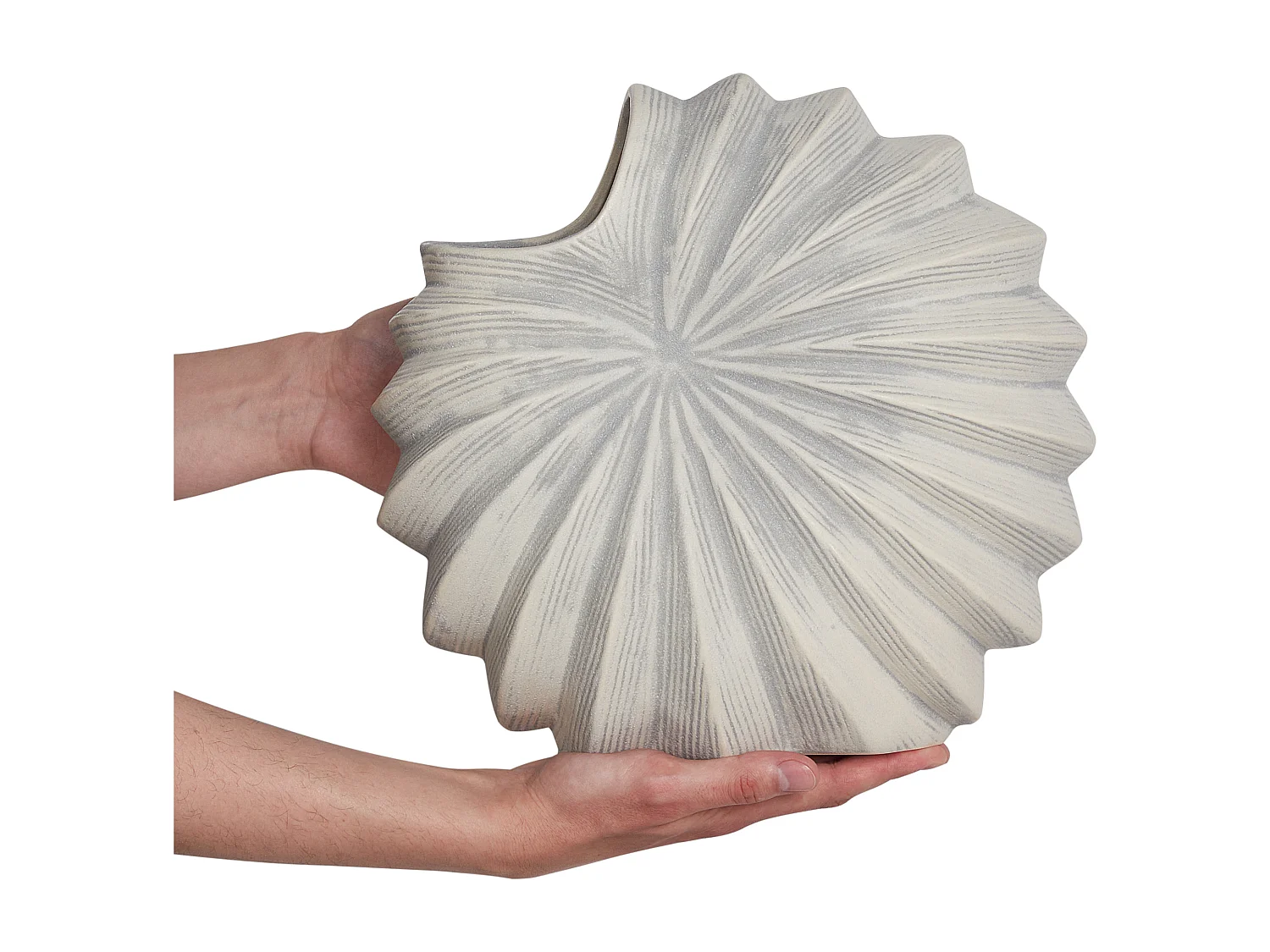 Vase à fleurs SCUP Grès 28 cm Blanc cassé