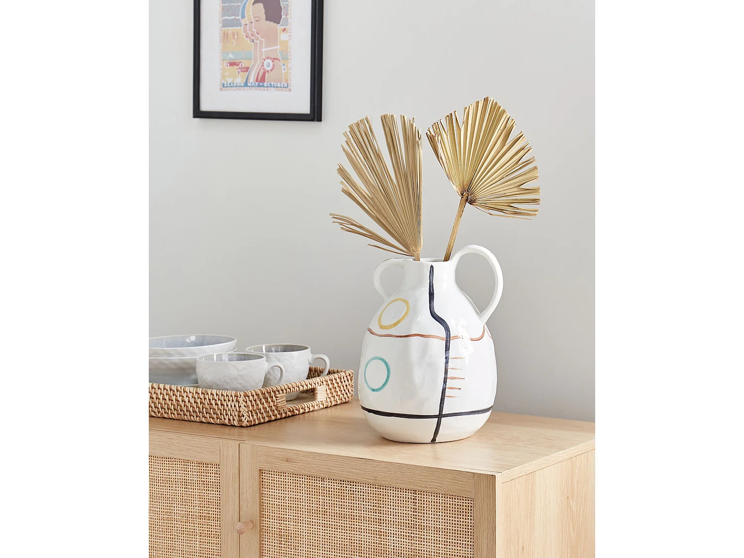 Vase à fleurs DORY Grès 28 cm Blanc