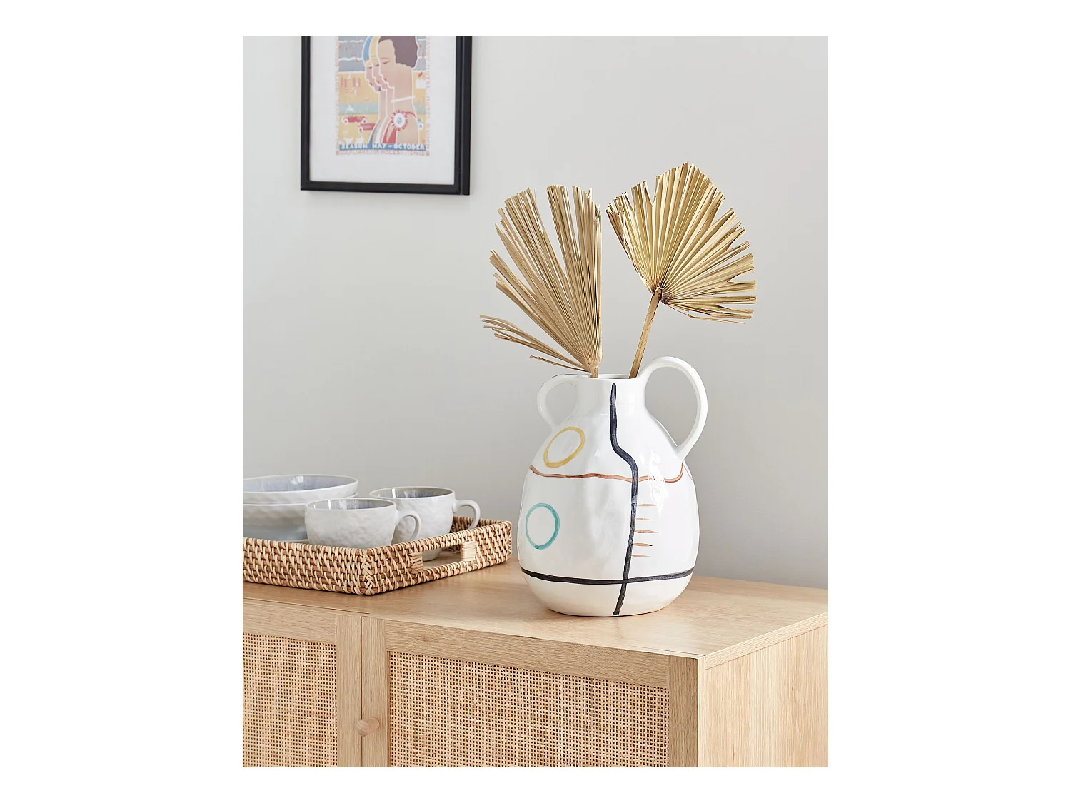 Jarrón para flores DORY Gres 28 cm Blanco