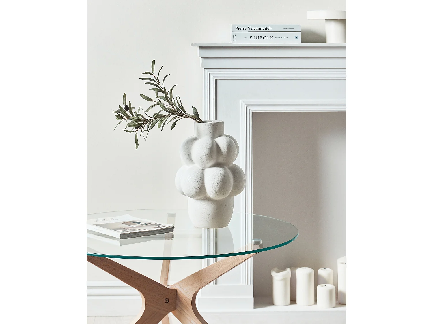 Vase à fleurs VIMBA Grès 32 cm Blanc cassé