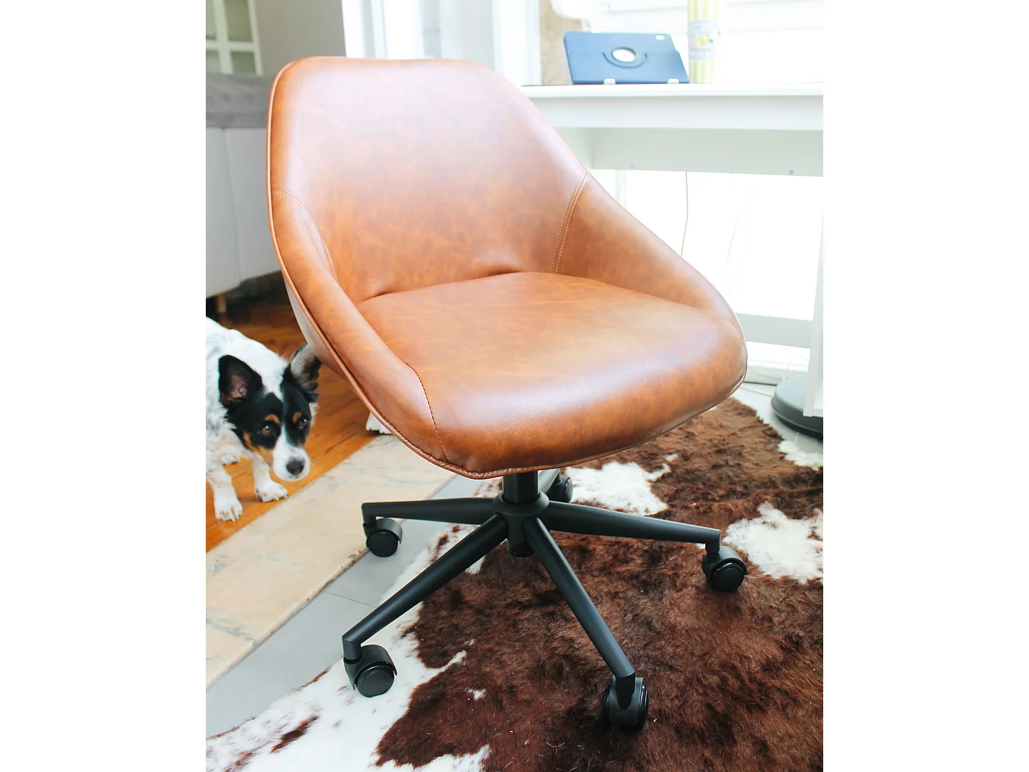 Desk Chair BARDSDALE Faux Leather Brown